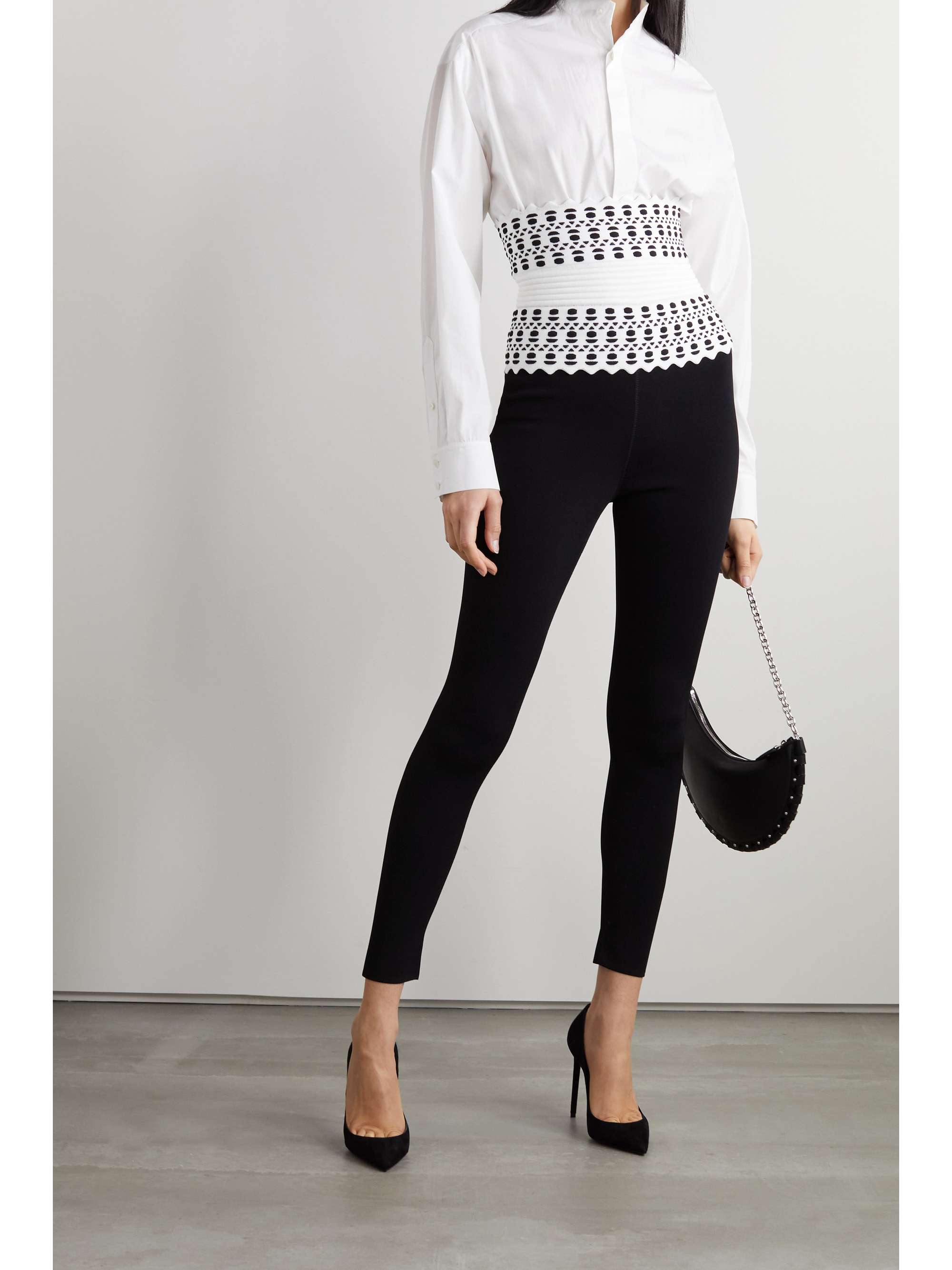 ALAÏA Color-block stretch-jersey leggings