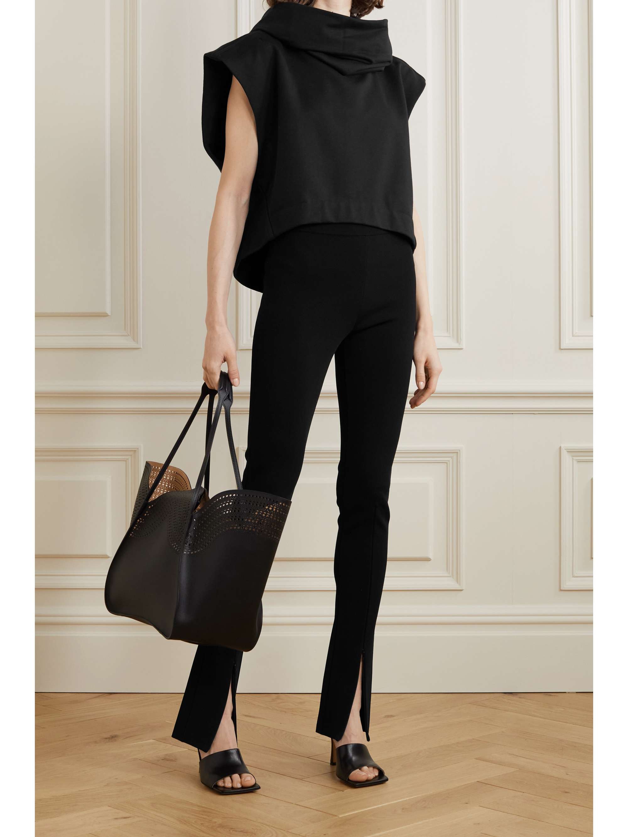 ALAÏA Cropped hooded cotton-jersey tank