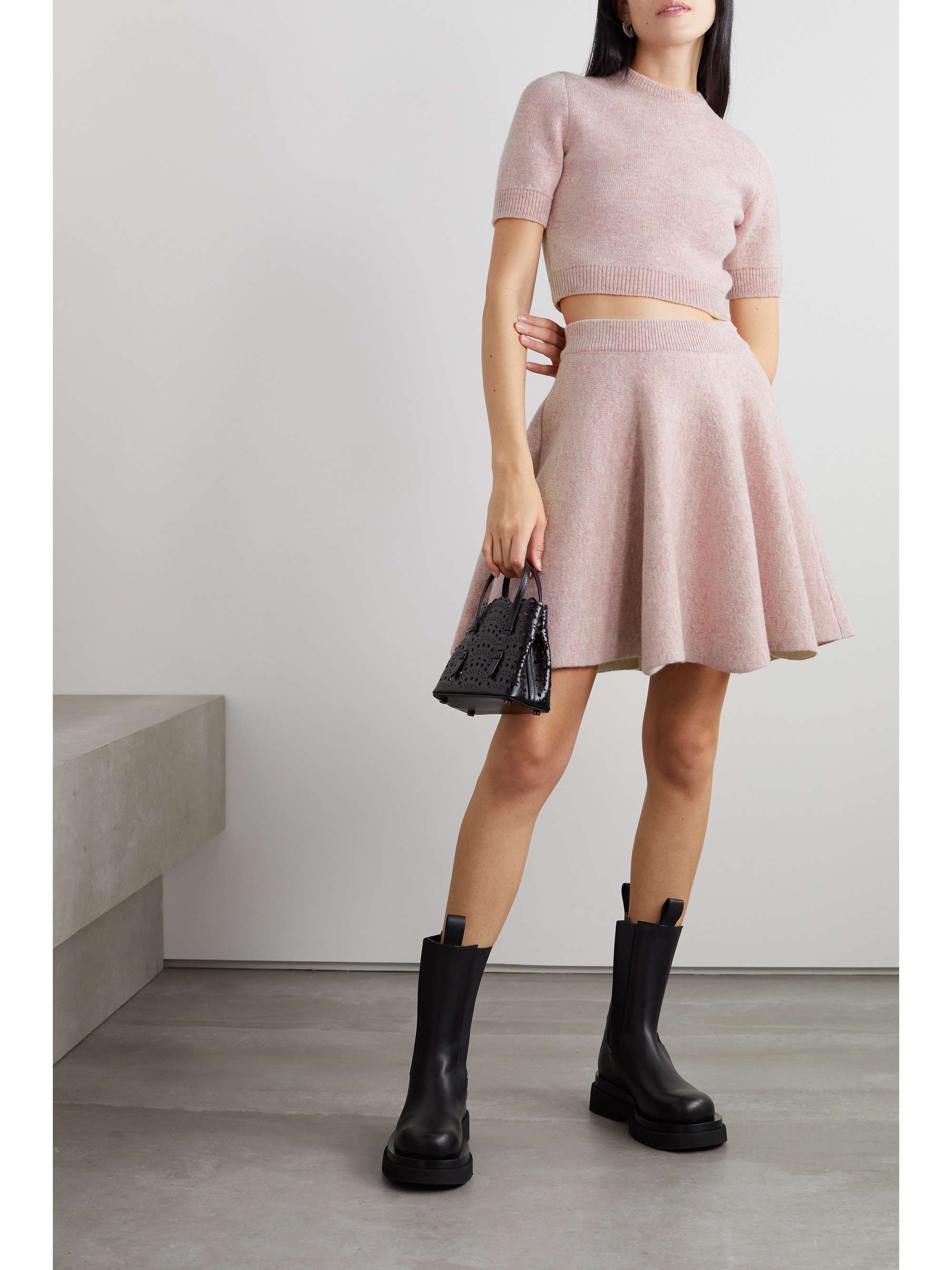 ALAÏA Flared wool-blend mini skirt
