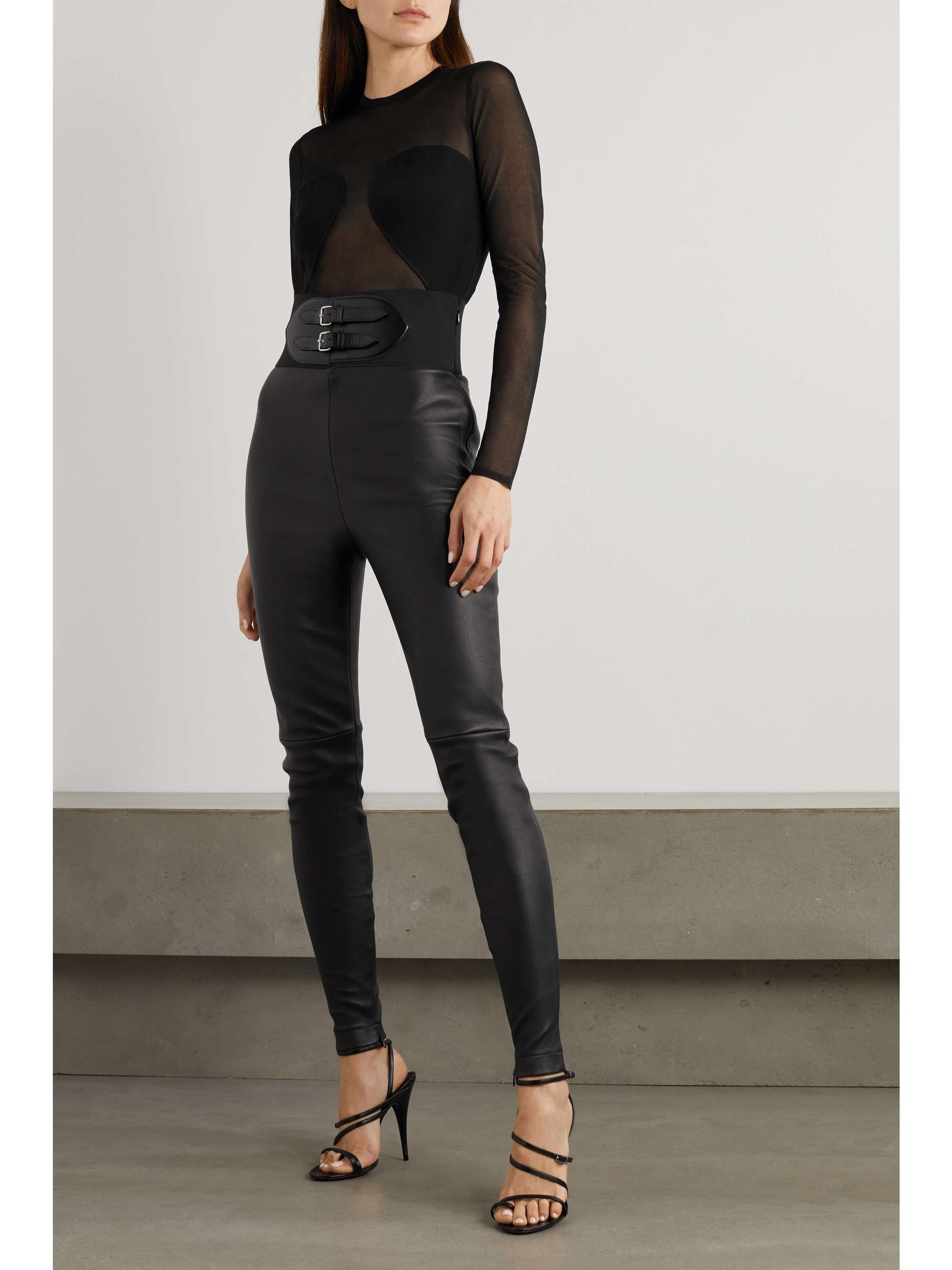 Black Leather leggings | ALAÏA | NET-A 