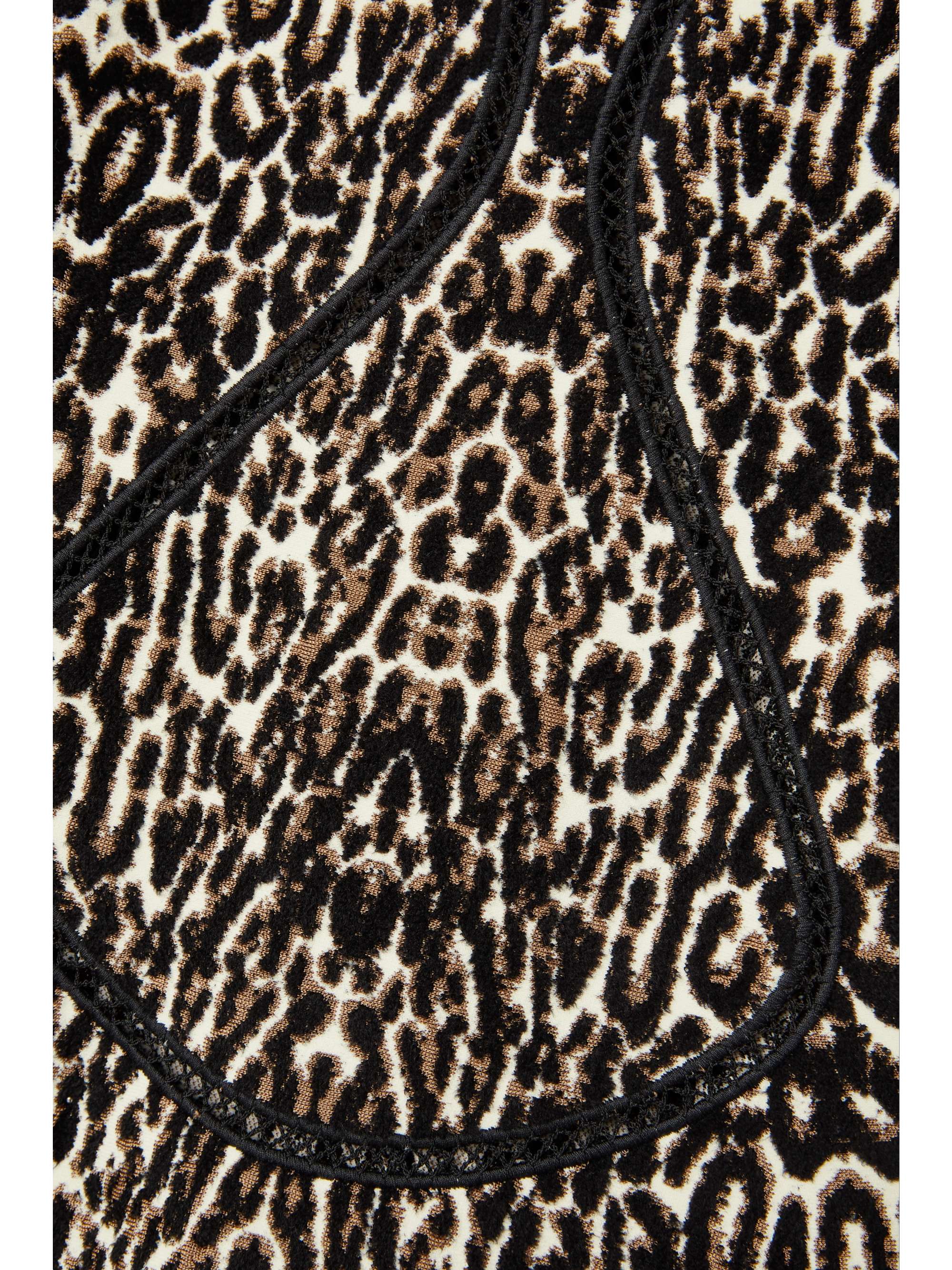 ALAÏA Ruffled leopard jacquard-knit turtleneck mini dress