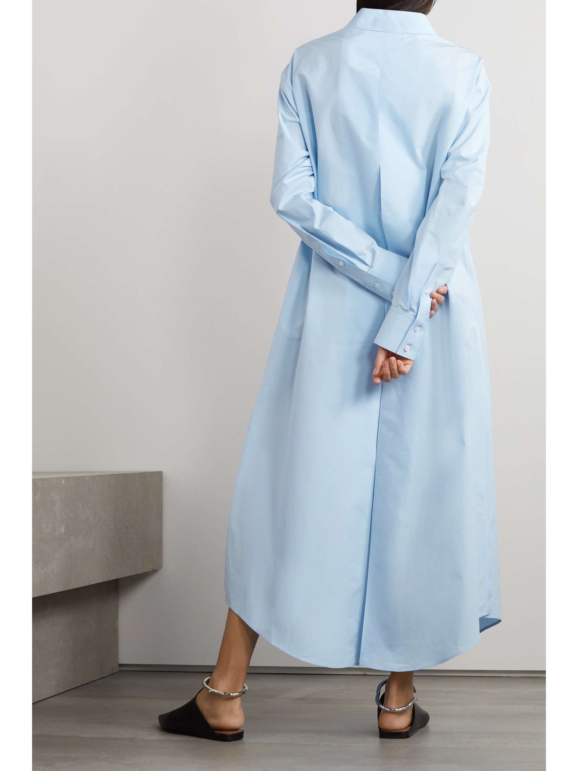 ALAÏA Maxi-Hemdblusenkleid aus Baumwollpopline