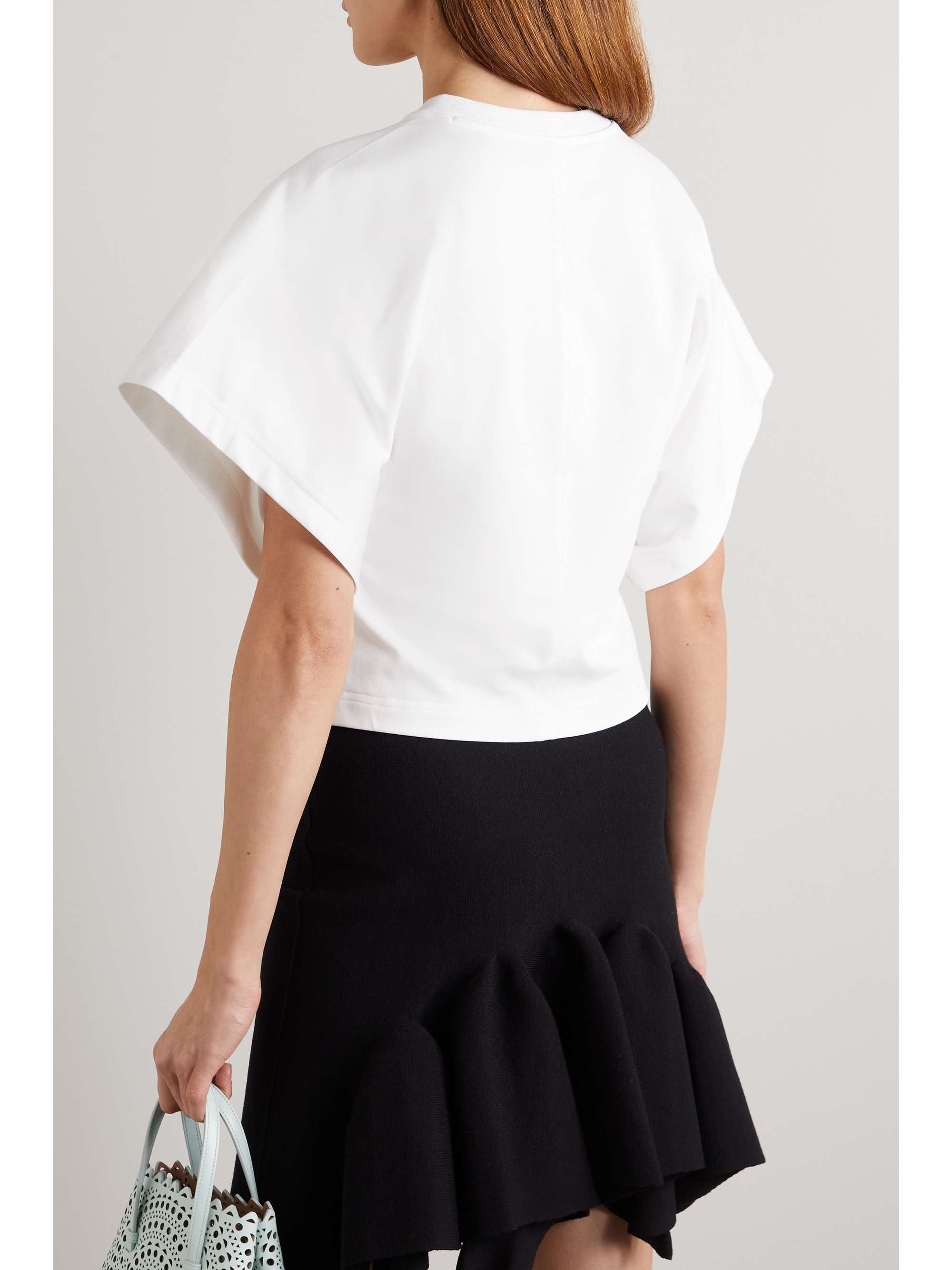 ALAÏA Cropped printed cotton-jersey T-shirt