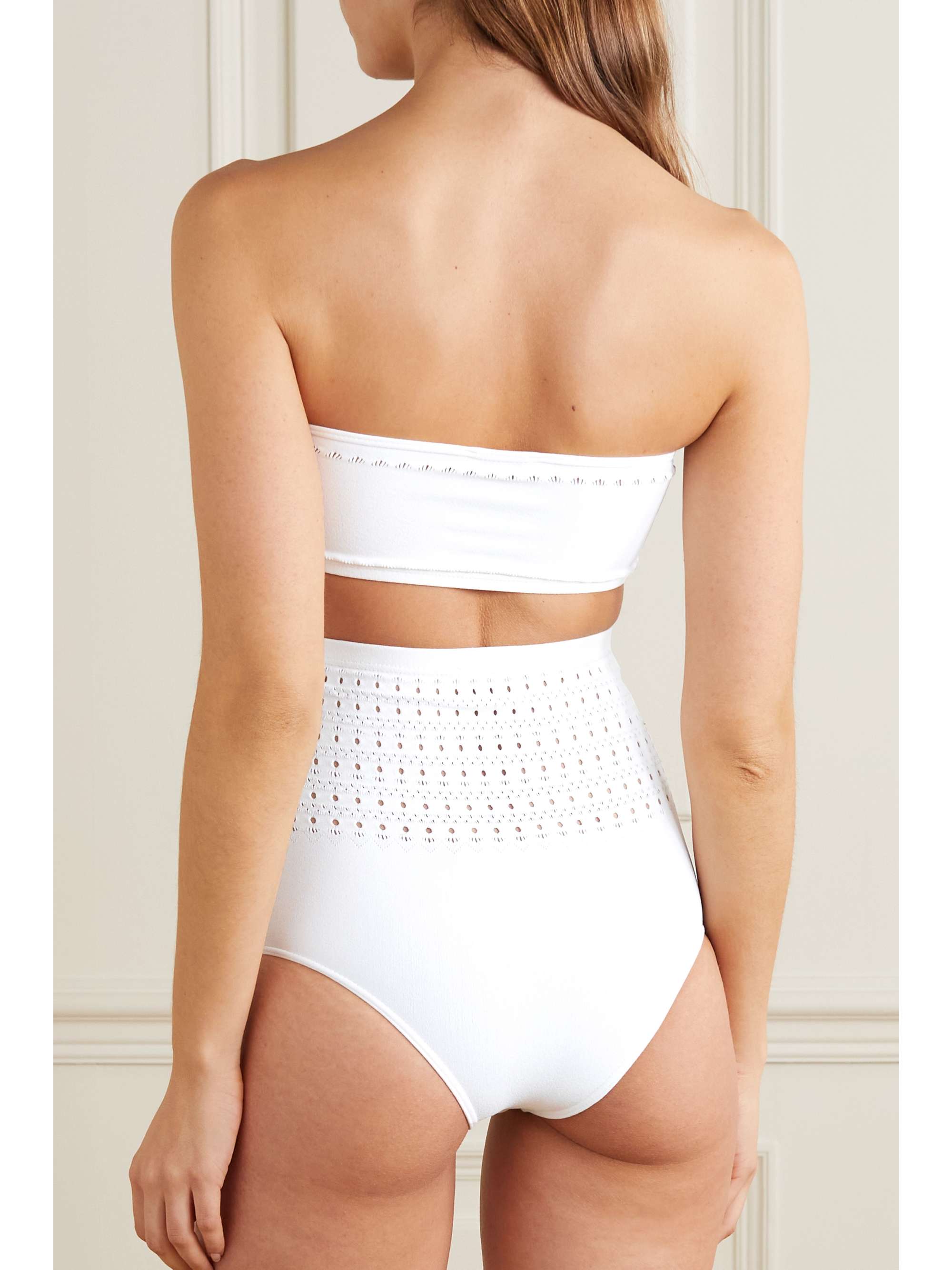 ALAÏA Pointelle-knit bandeau bikini