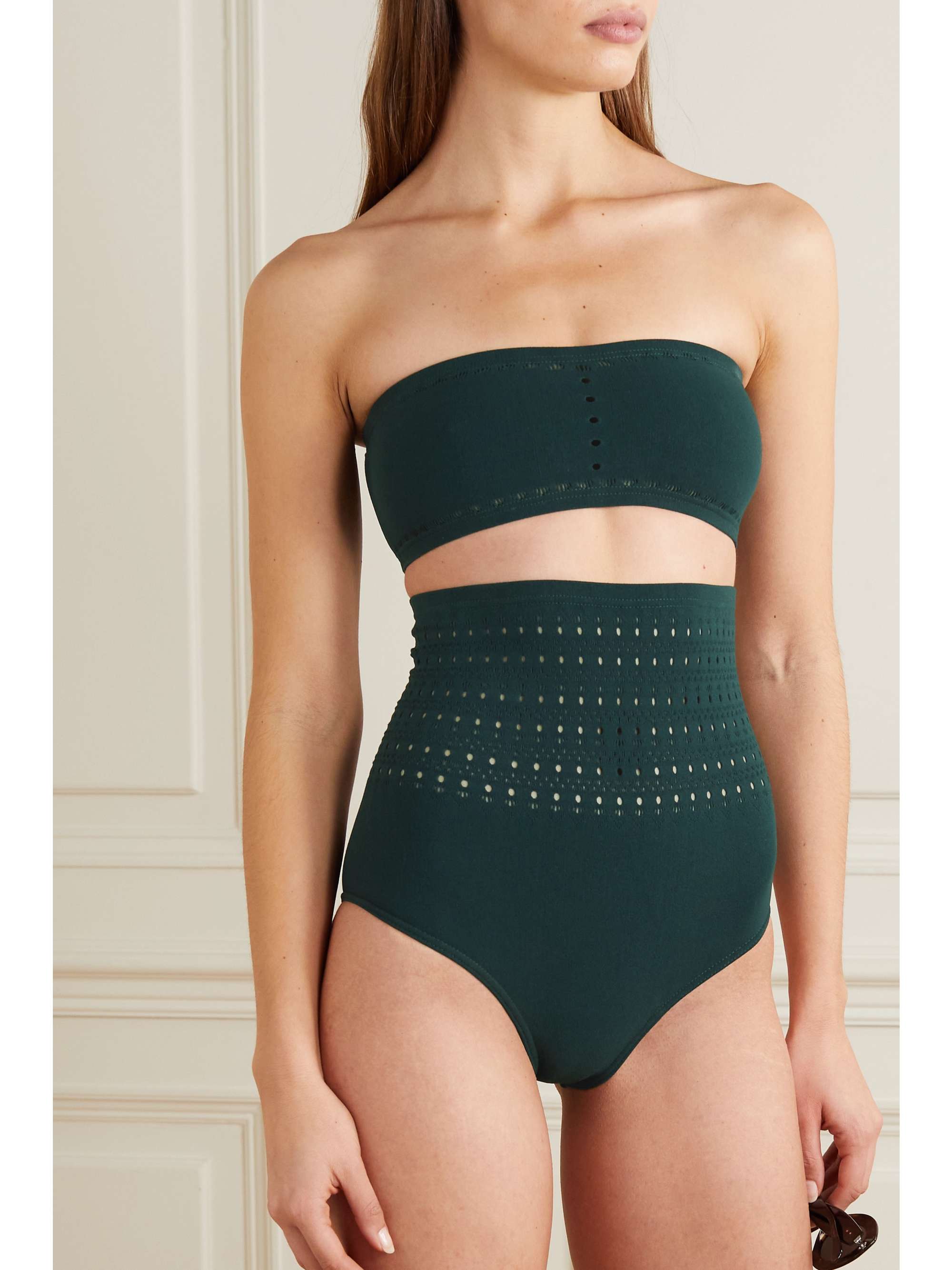 ALAÏA Bikini bandeau en mailles pointelle