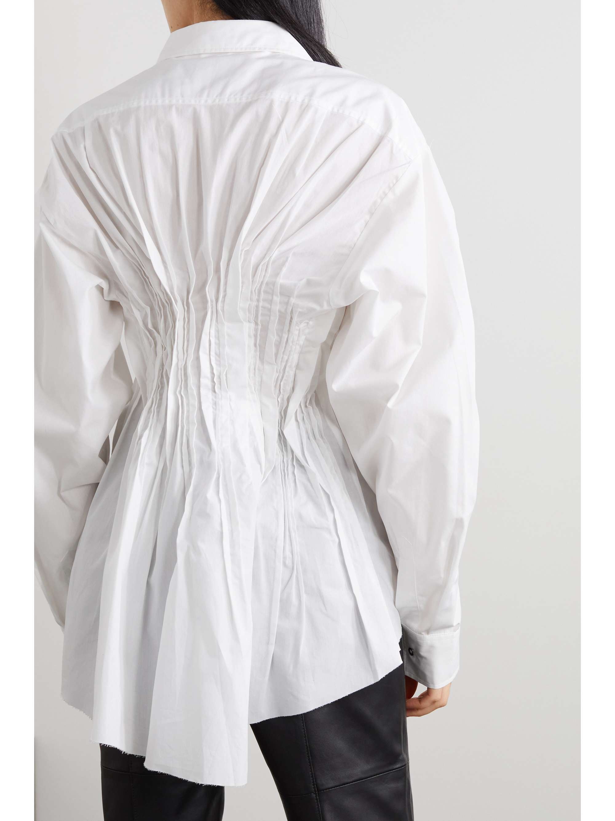 White Asymmetric pleated organic cotton 