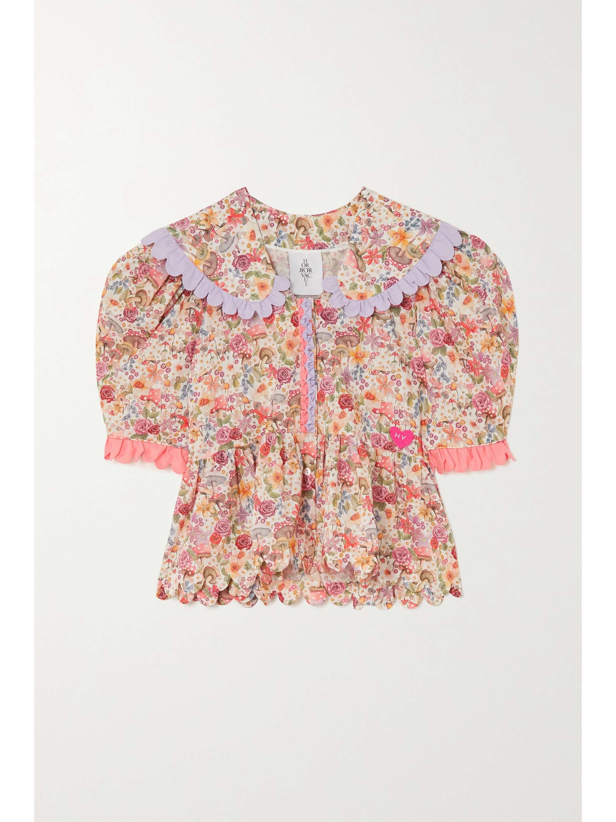 HORROR VACUI Bonnie scalloped floral-print cotton-poplin blouse | NET-A ...