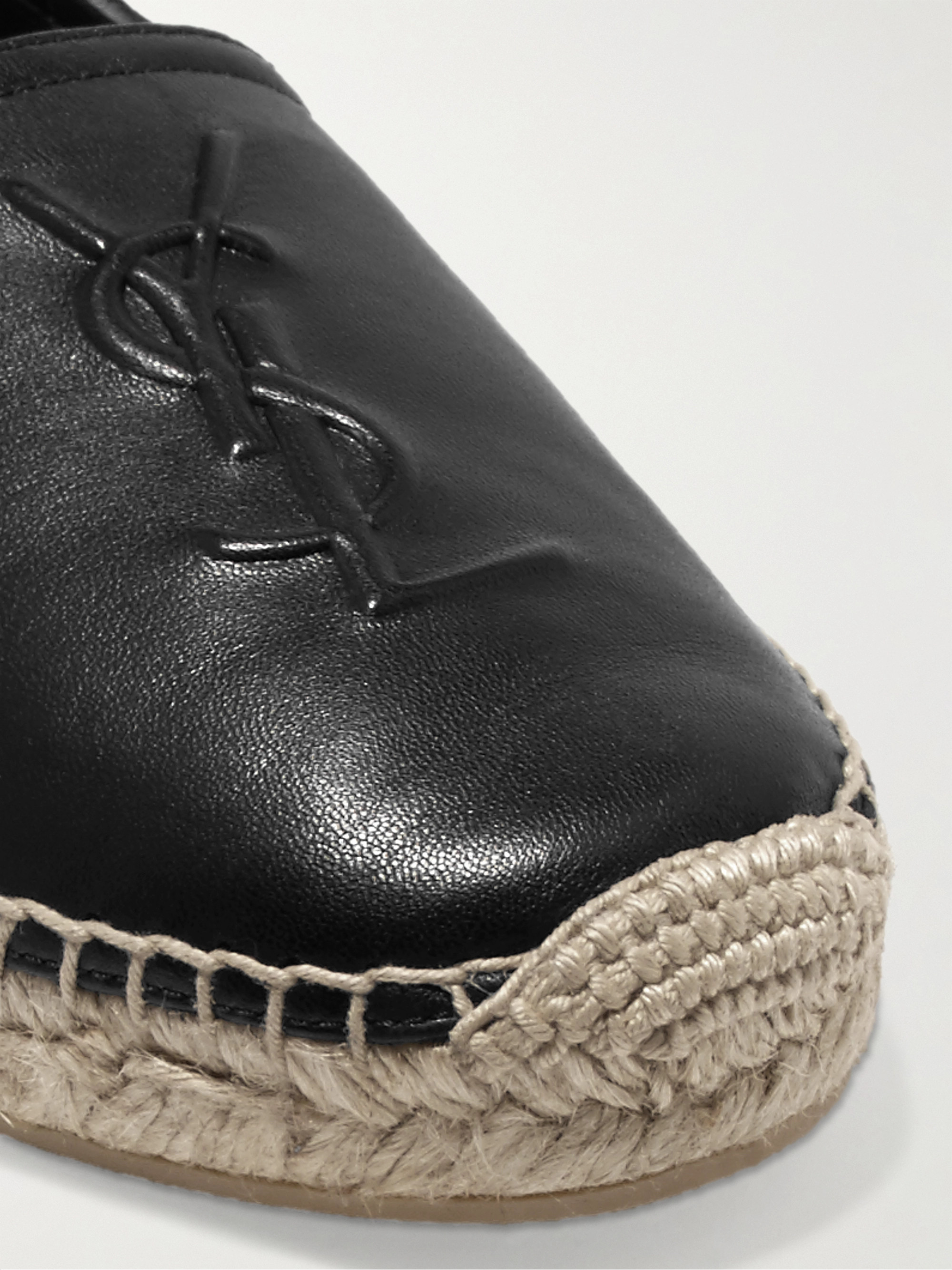 Saint Laurent Cassandre logo-embossed leather espadrilles