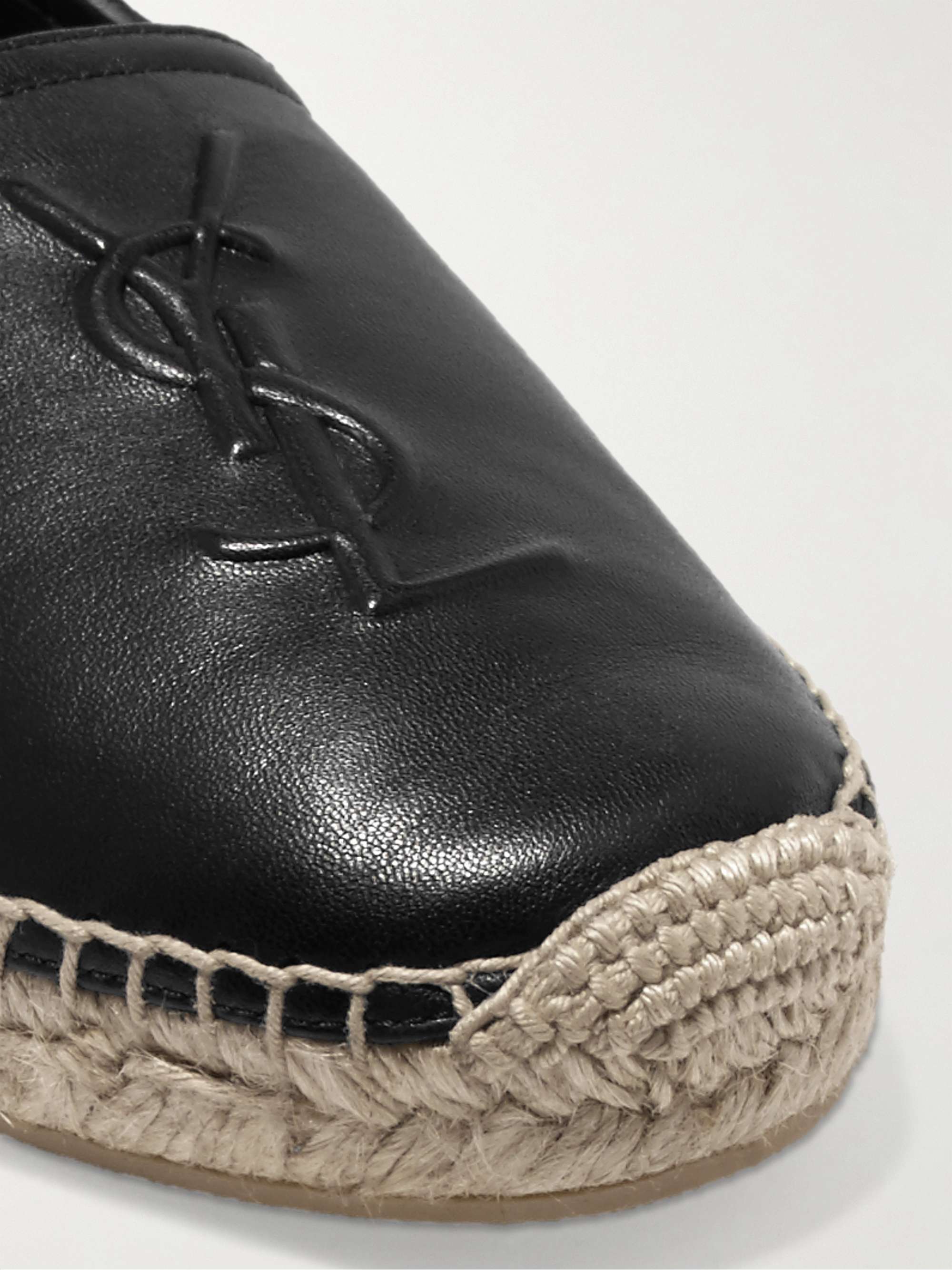 Monogrammed Leather Espadrilles in Black - Saint Laurent