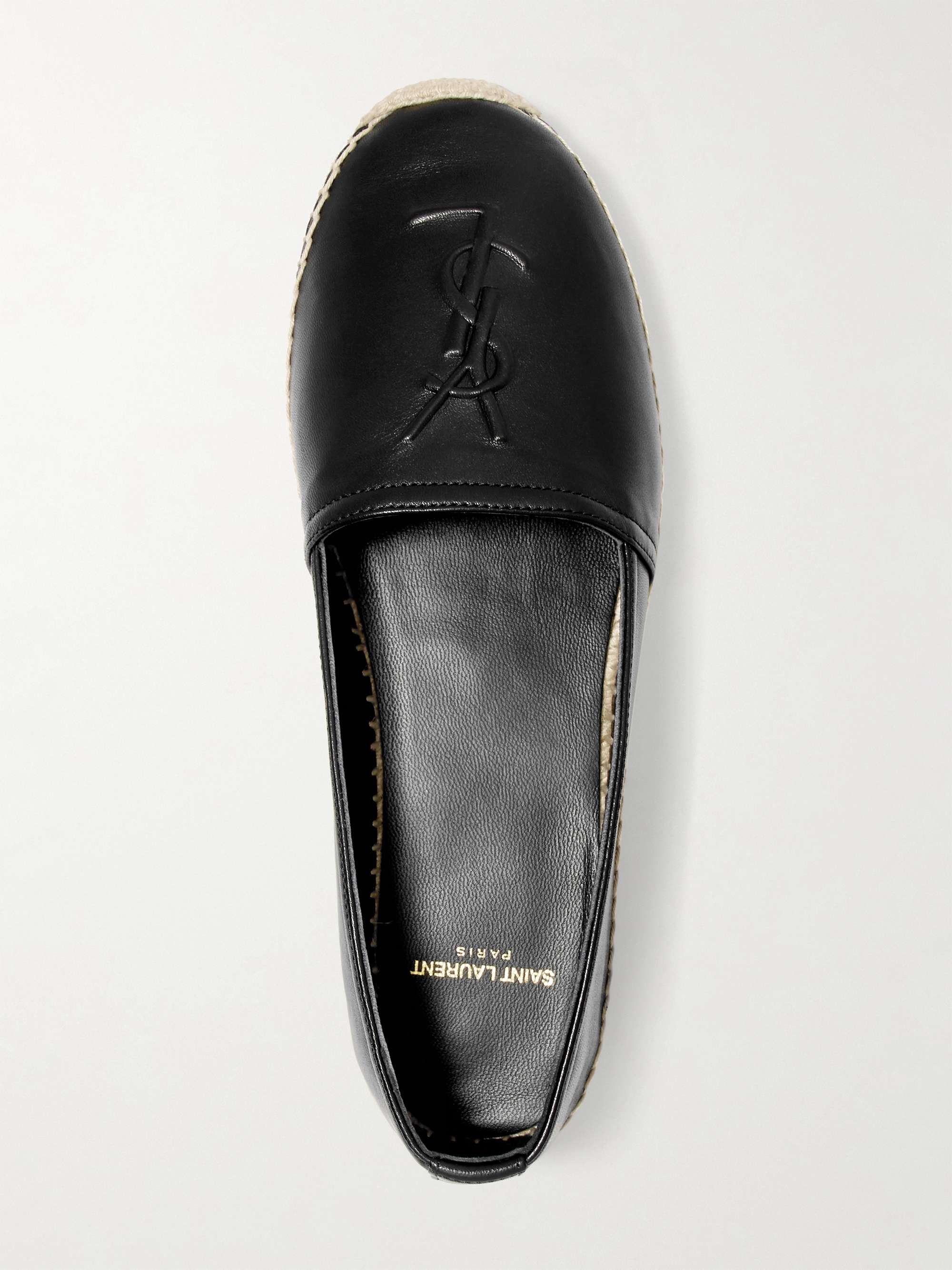 Monogrammed Leather Espadrilles in Black - Saint Laurent