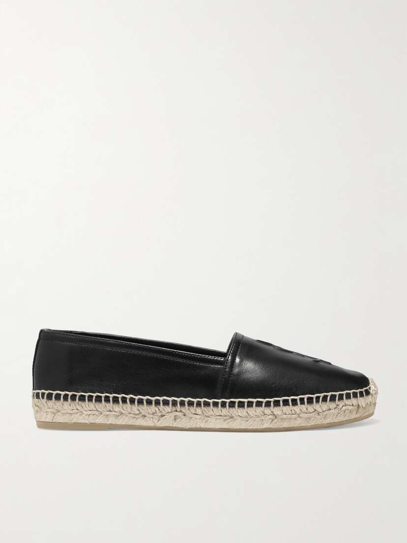 Saint Laurent Cassandre Logo-embossed Leather Espadrilles
