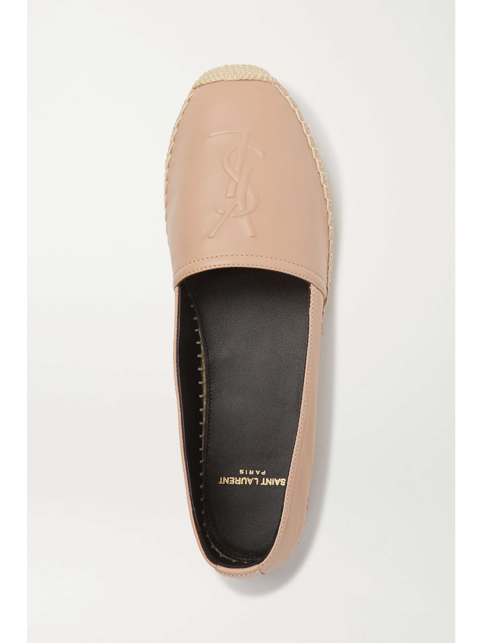 SAINT LAURENT Logo-embossed leather espadrilles