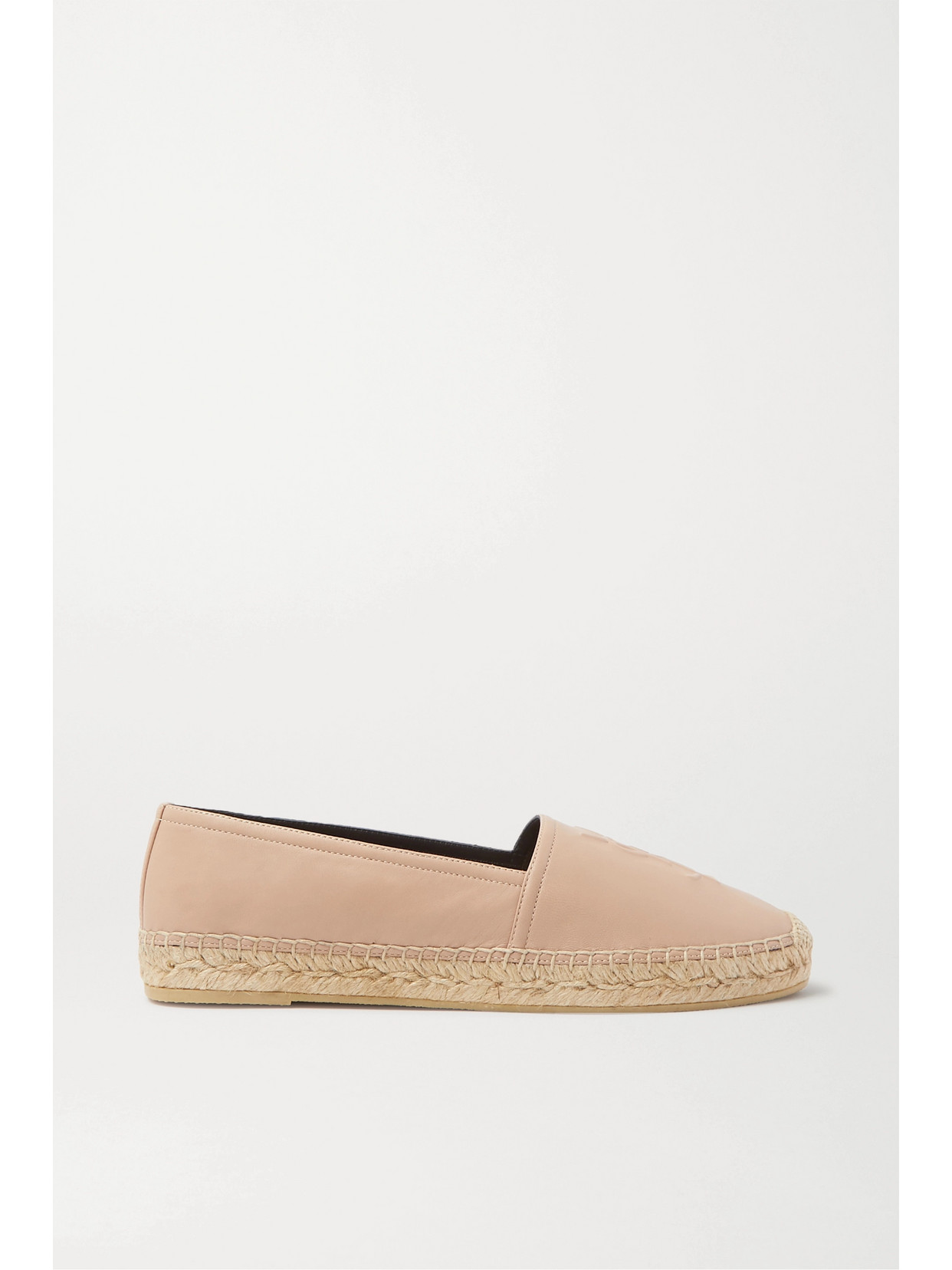 Saint Laurent 10mm Logo Embossed Leather Espadrilles In Pink