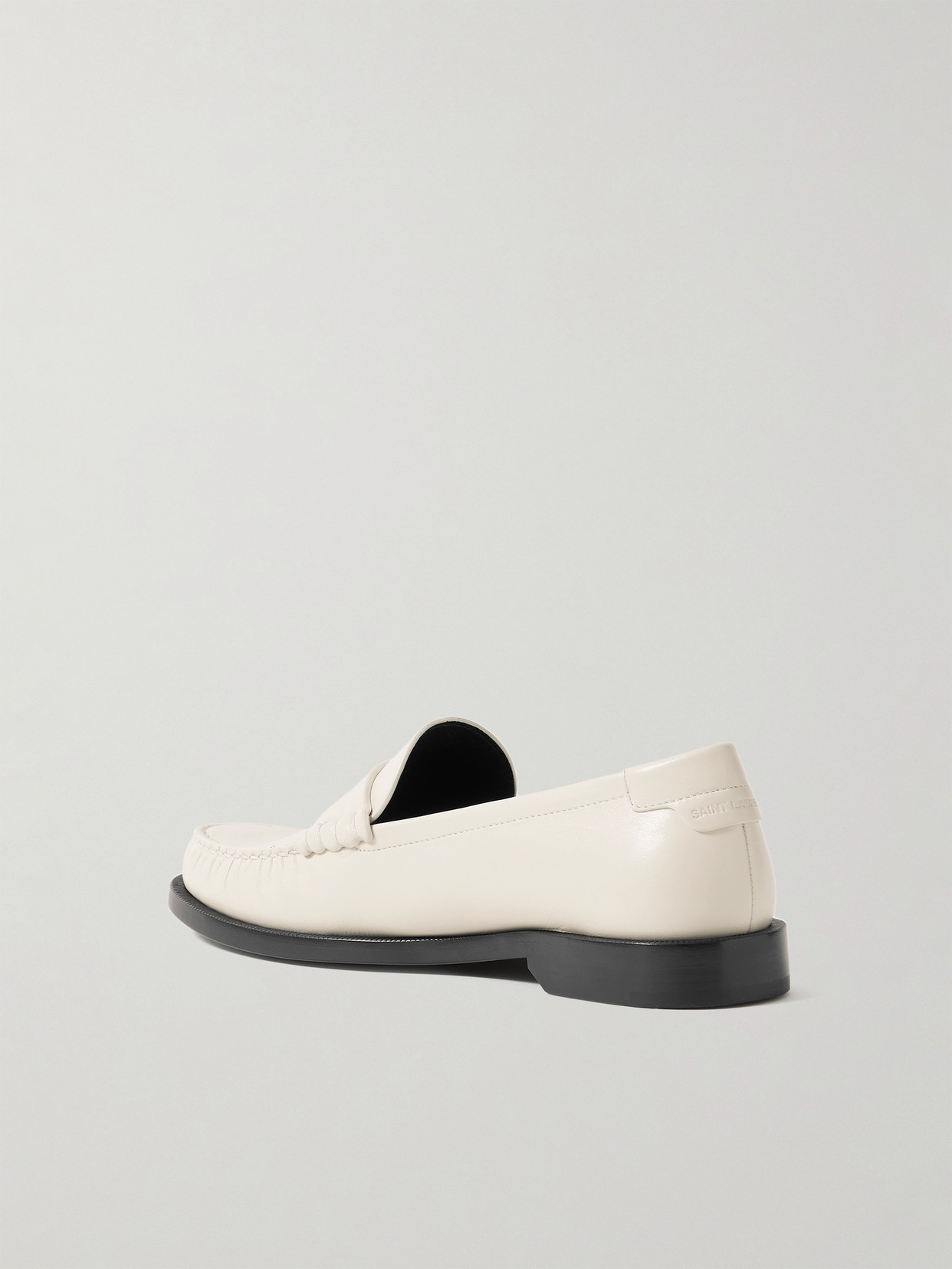 Shop Saint Laurent Le Loafer Logo-appliquéd Leather Loafers In Off-white