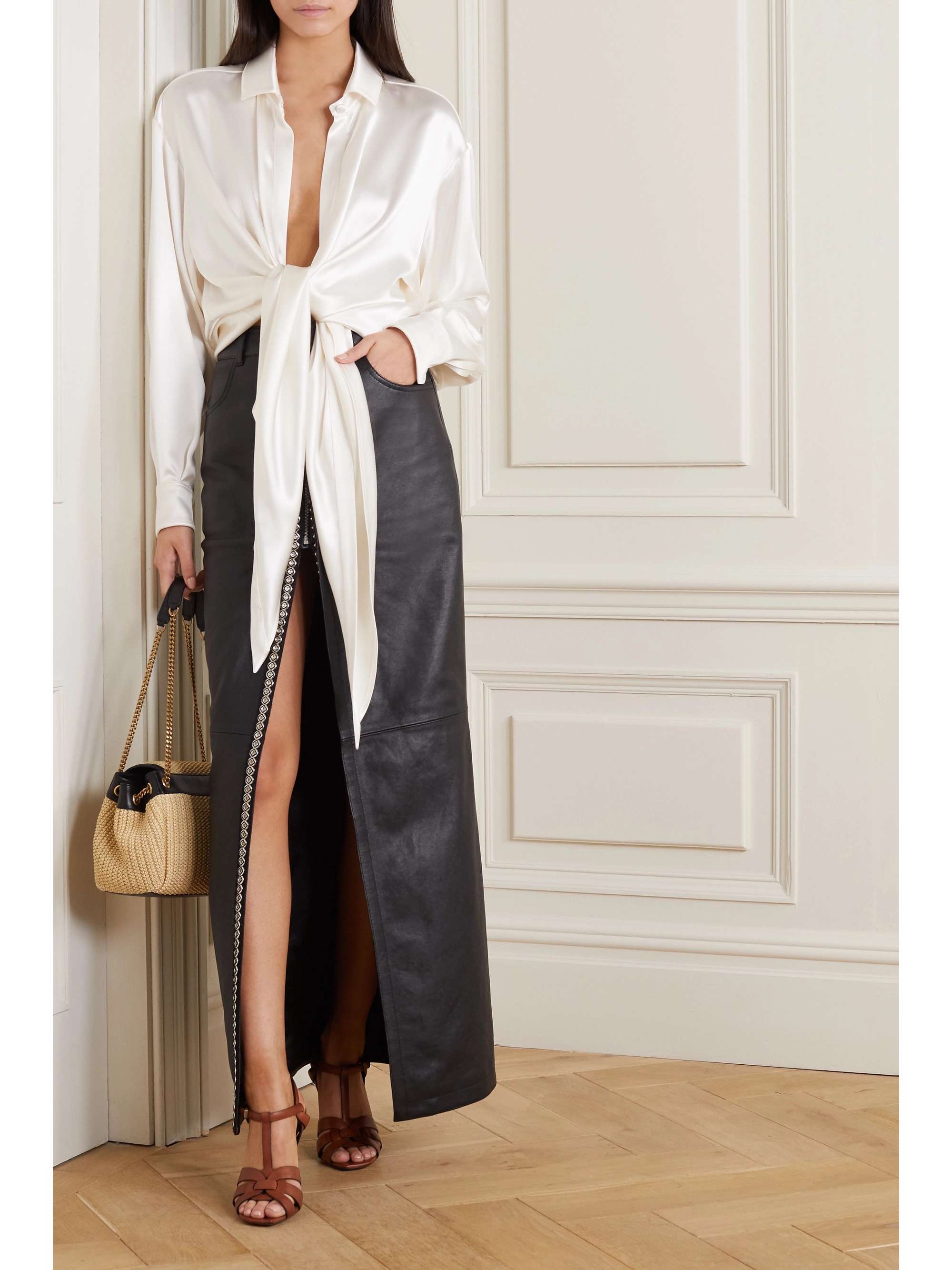 SAINT LAURENT Tribute woven leather sandals