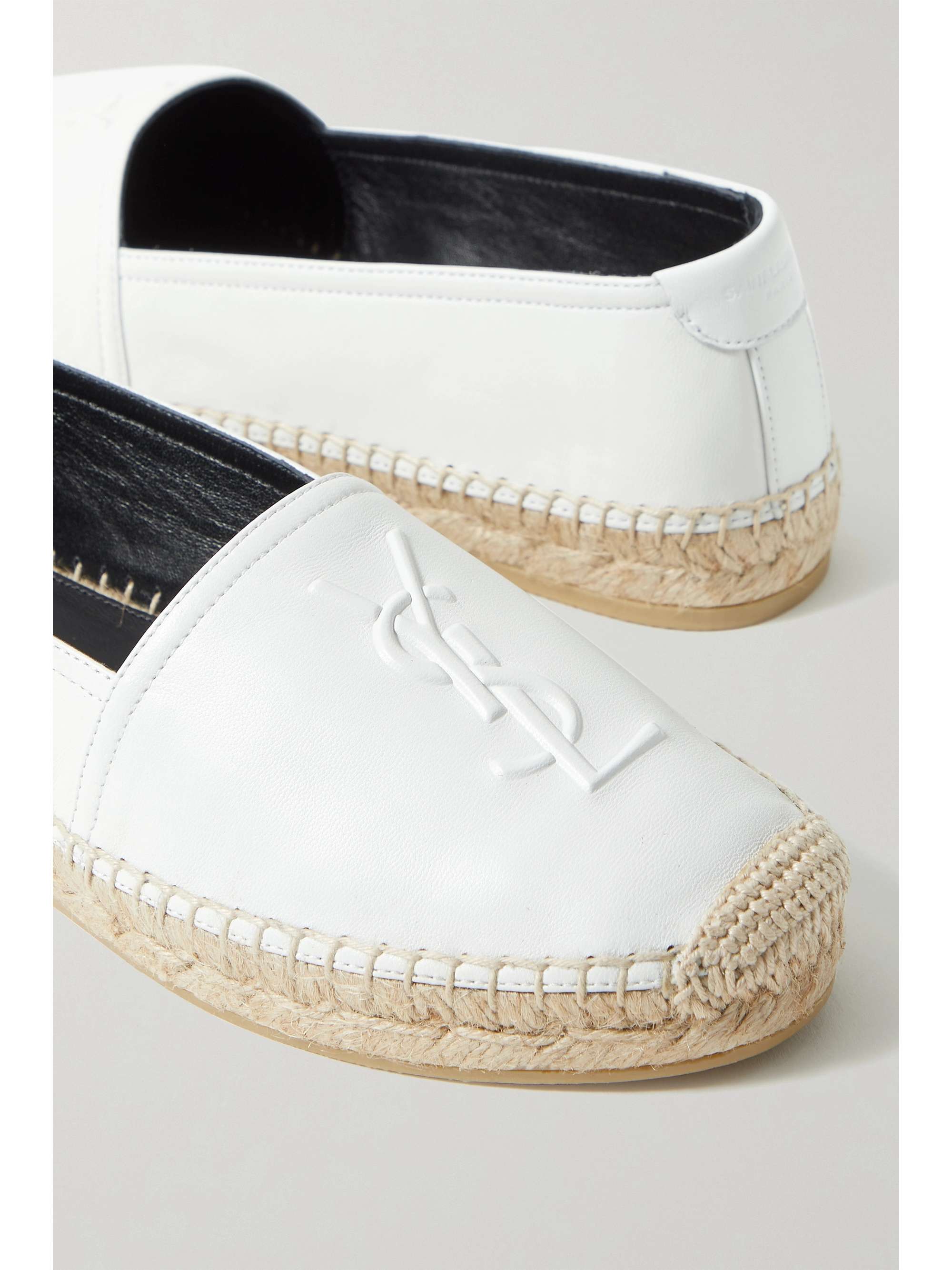 SAINT LAURENT Logo-embossed leather espadrilles