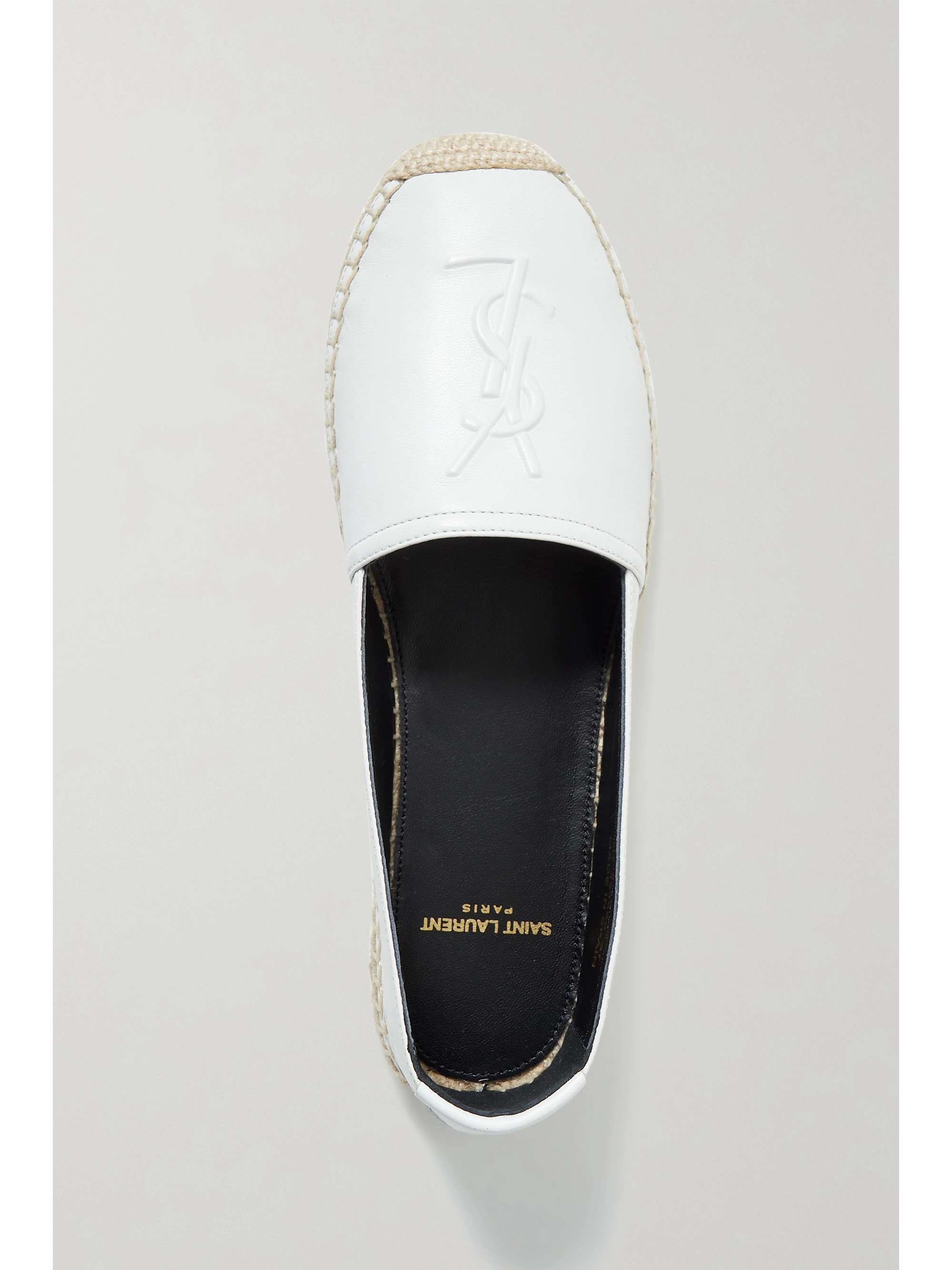 SAINT LAURENT Logo-embossed leather espadrilles
