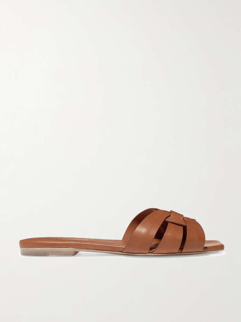 Saint Laurent Tribute Woven Leather Slides