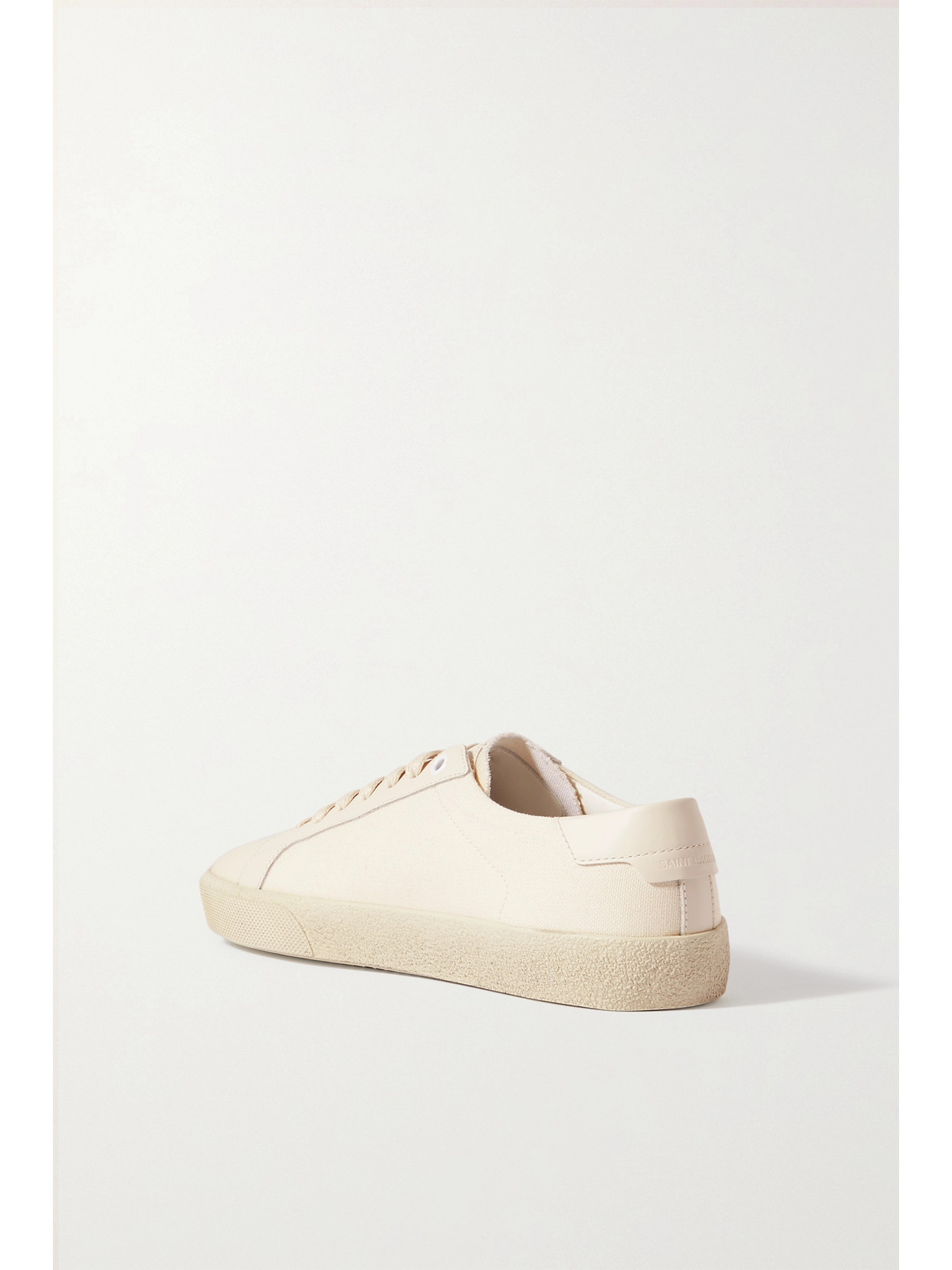 Saint Laurent Court Classic Distressed Logo-embroidered Canvas And Leather Sneakers In White