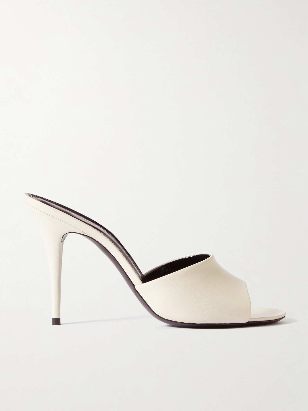 SAINT LAURENT Glossed-leather Mules - Off-white