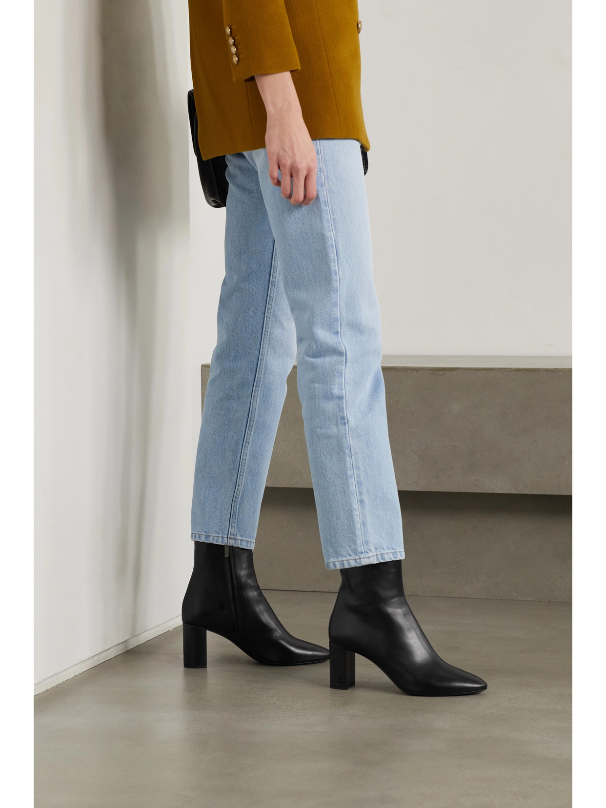 Saint Laurent Lou 95 Leather Ankle Boots In Black ModeSens