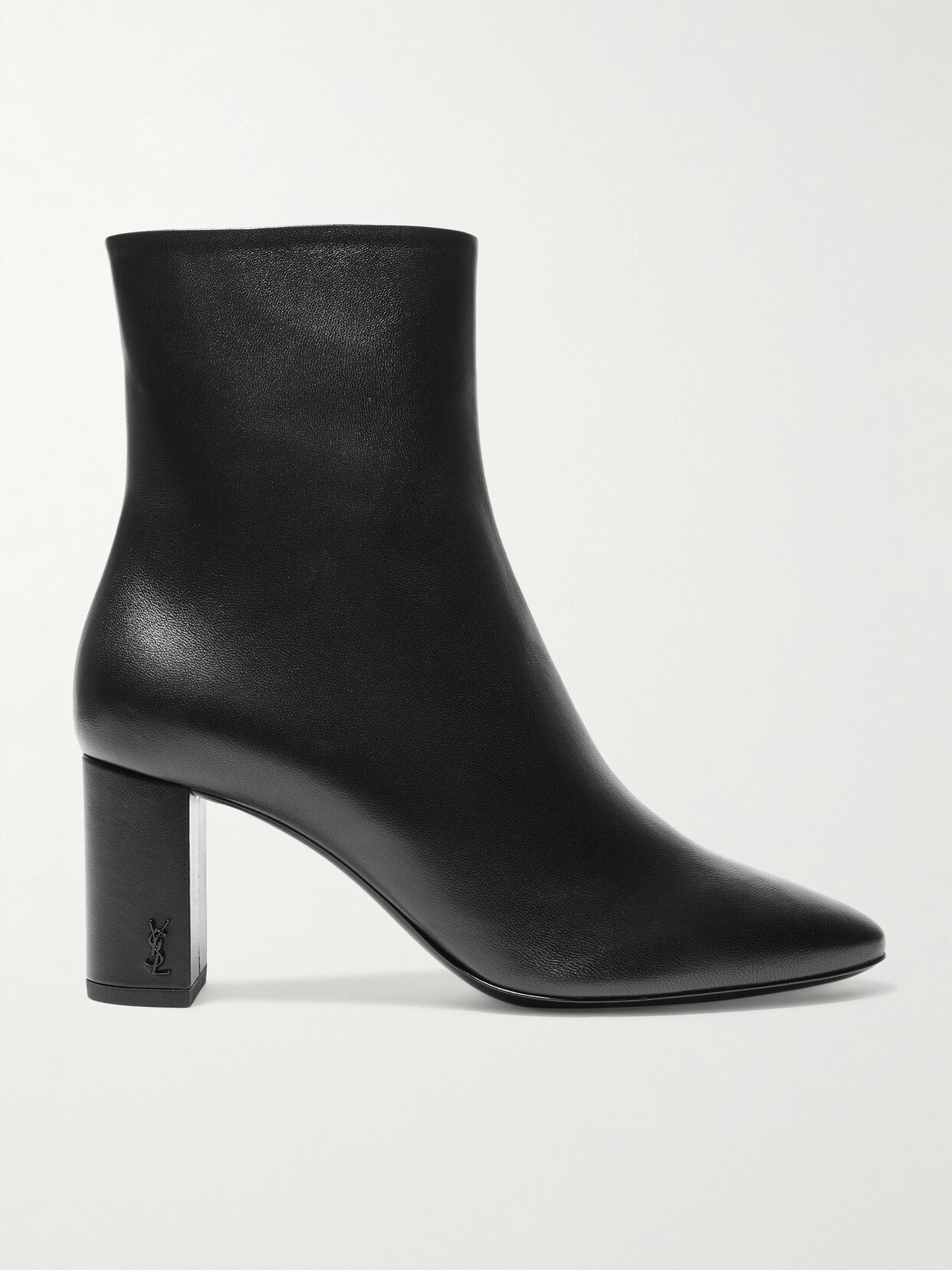 Saint Laurent Lou Leather Ankle Boots In Black