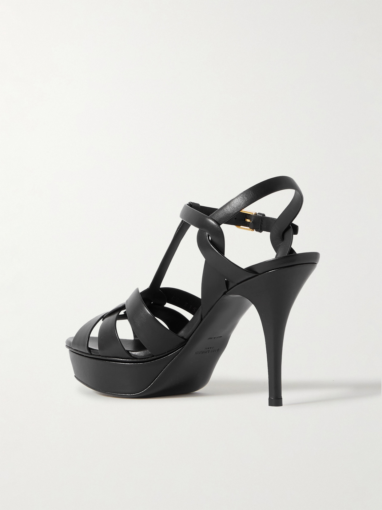 Shop Saint Laurent Tribute Woven Leather Platform Sandals In Black