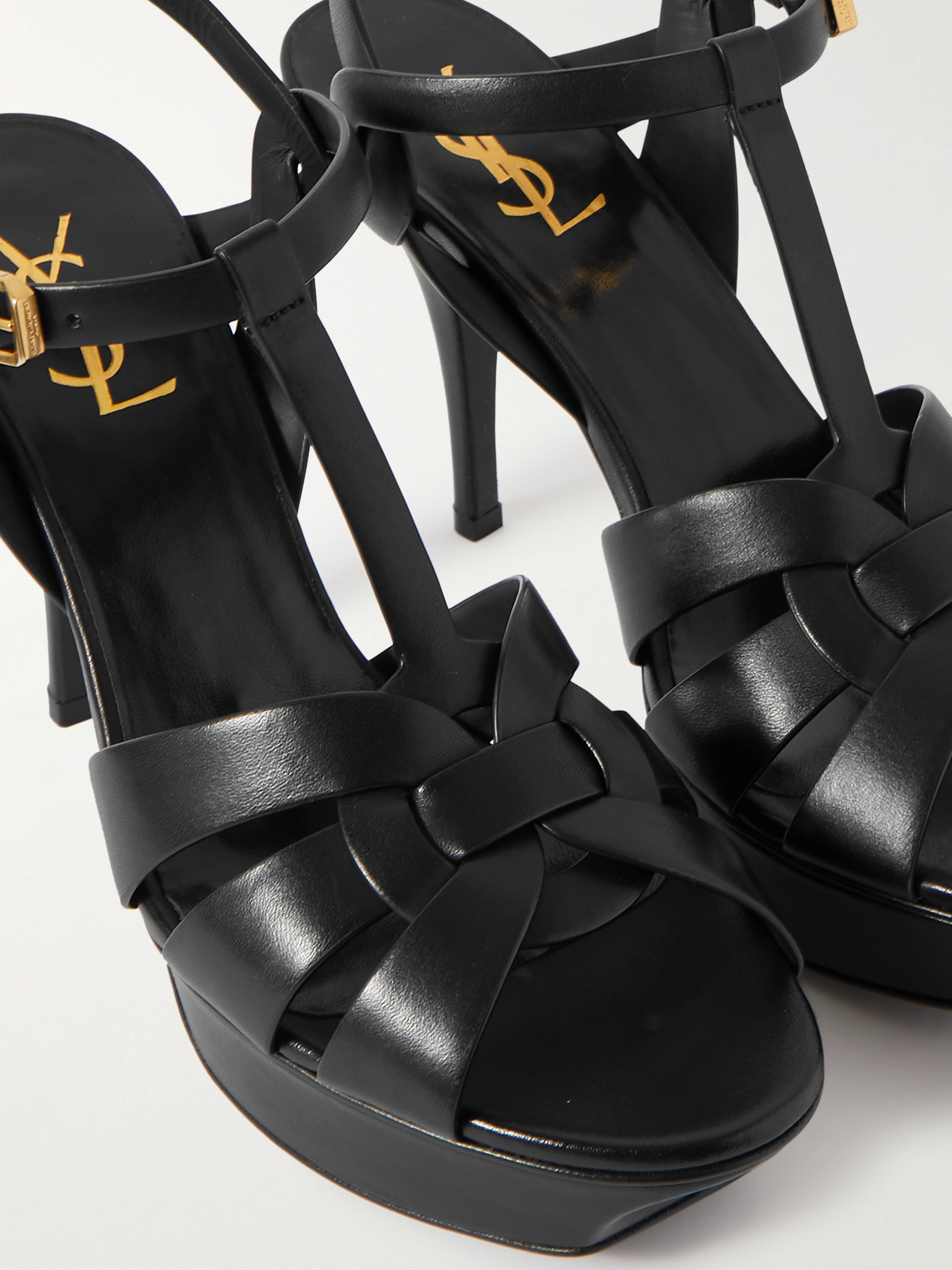 Saint Laurent Tribute woven leather platform sandals