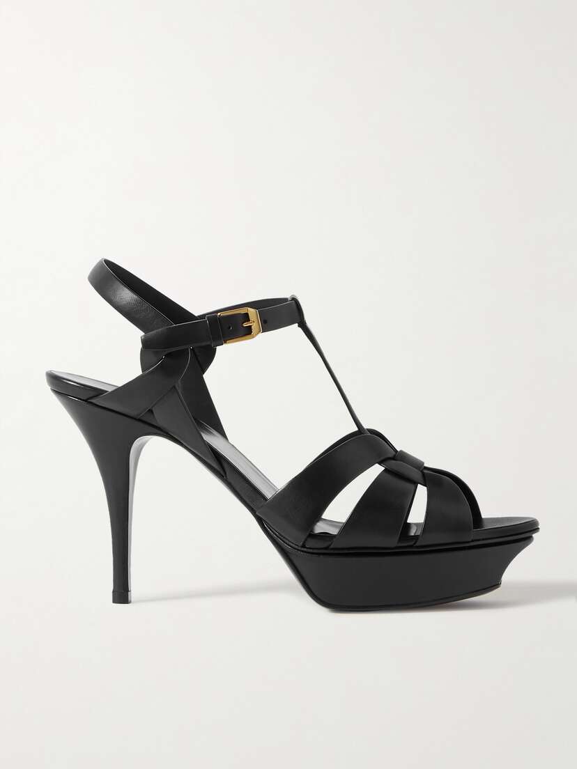 Saint Laurent Tribute Woven Leather Platform Sandals