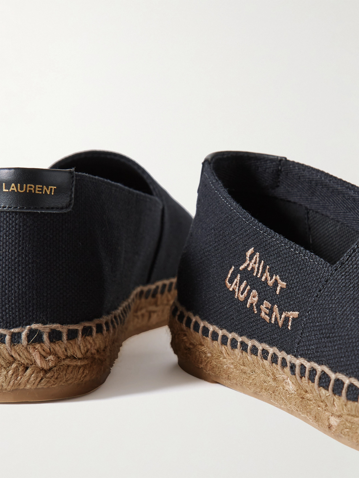 Shop Saint Laurent Logo-embroidered Canvas Espadrilles In Black