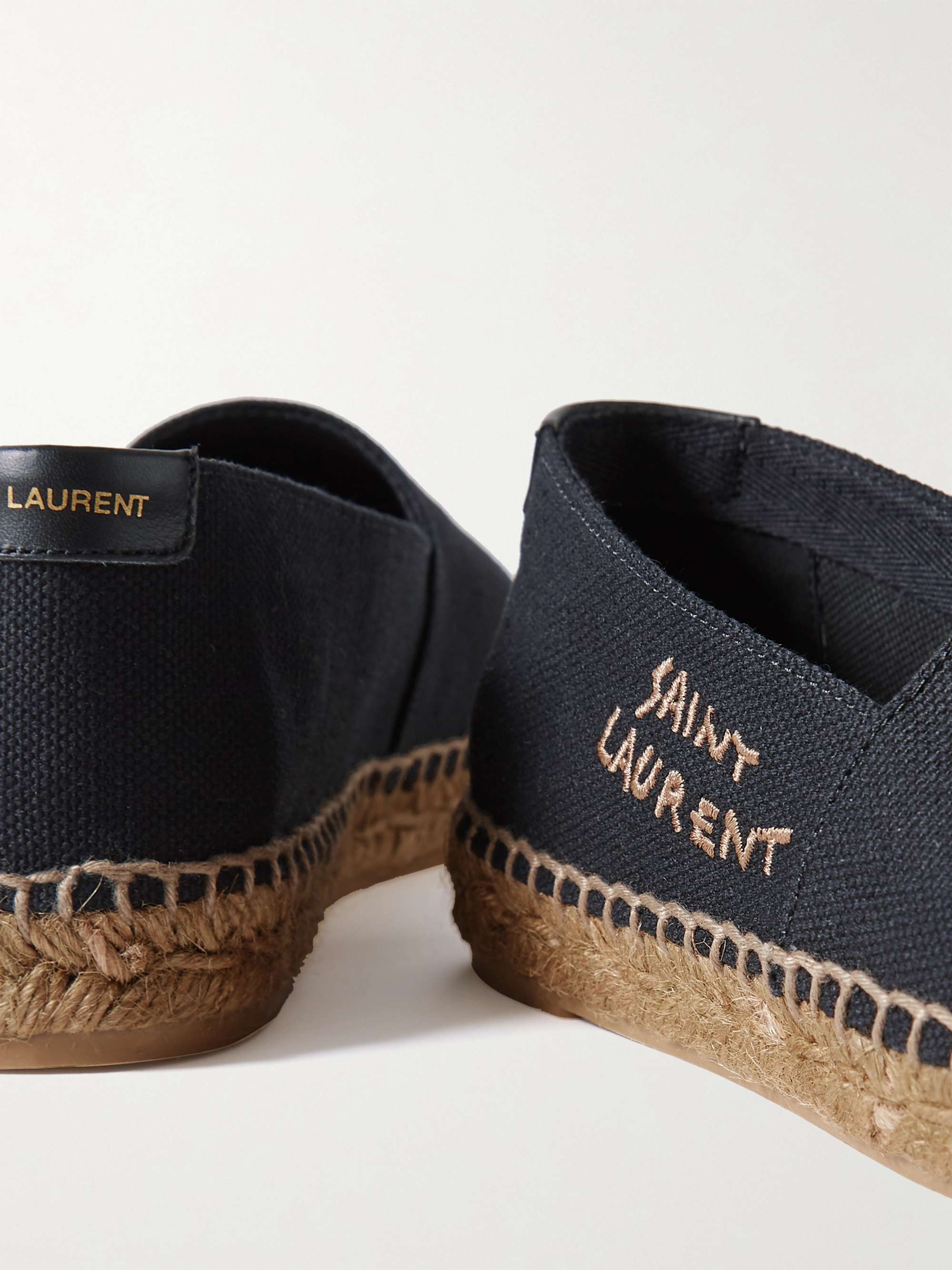 SAINT LAURENT Logo-embroidered canvas espadrilles