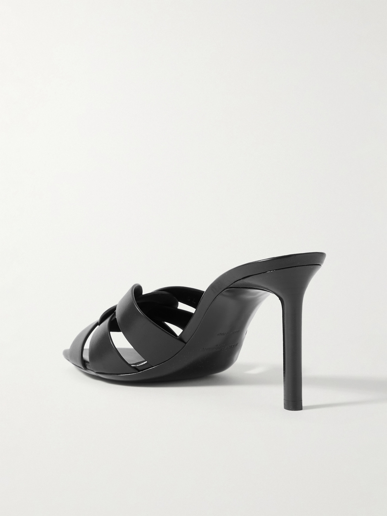 Saint Laurent Tribute Embossed Croc Mules In Black