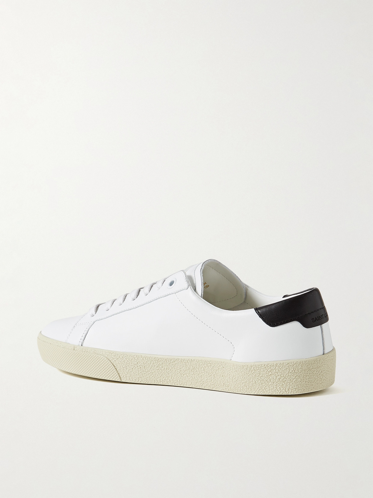 Shop Saint Laurent Court Classic Logo-embroidered Leather Sneakers In White