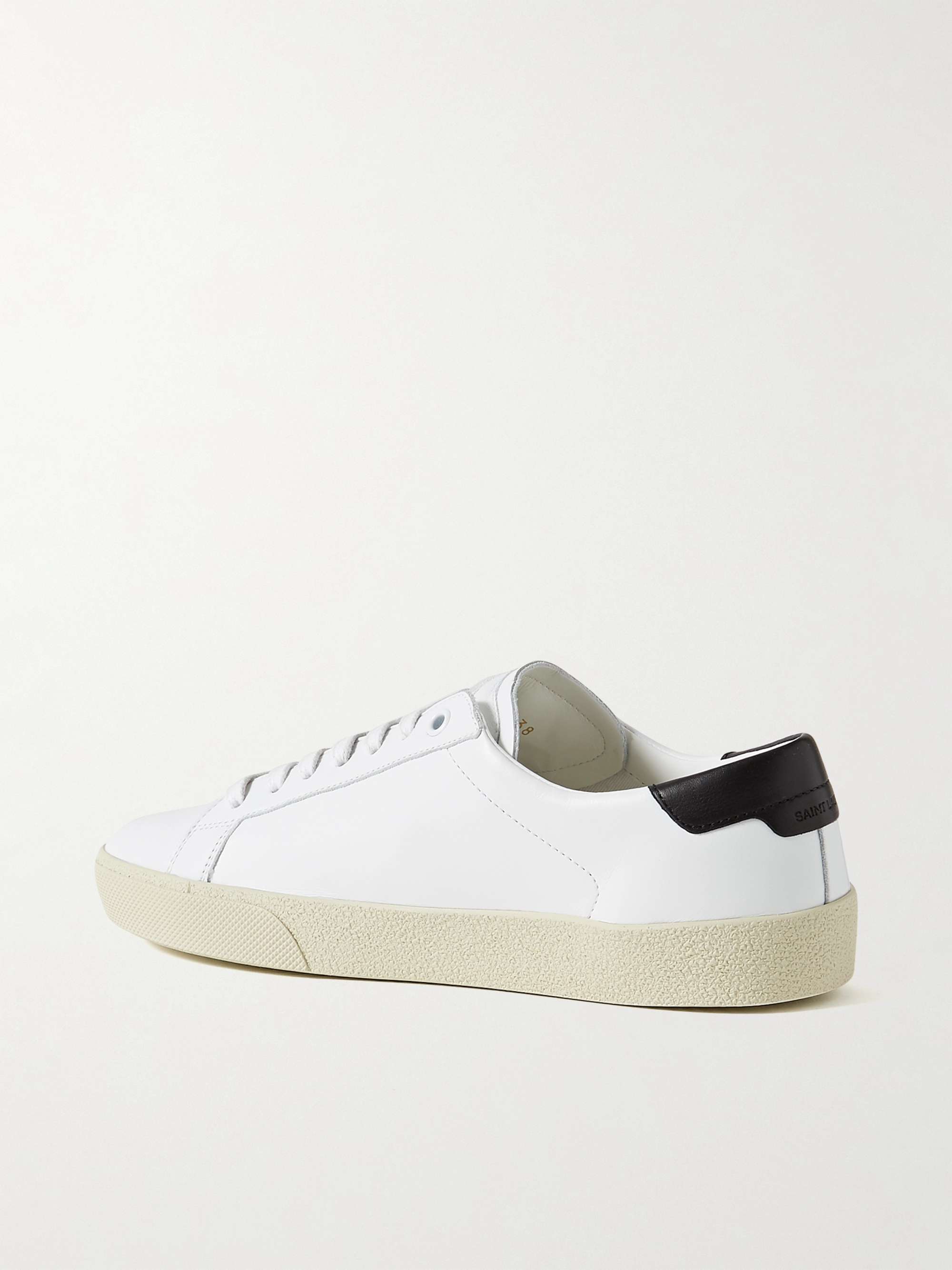 SAINT LAURENT Court Classic distressed logo-embroidered canvas and leather sneakers