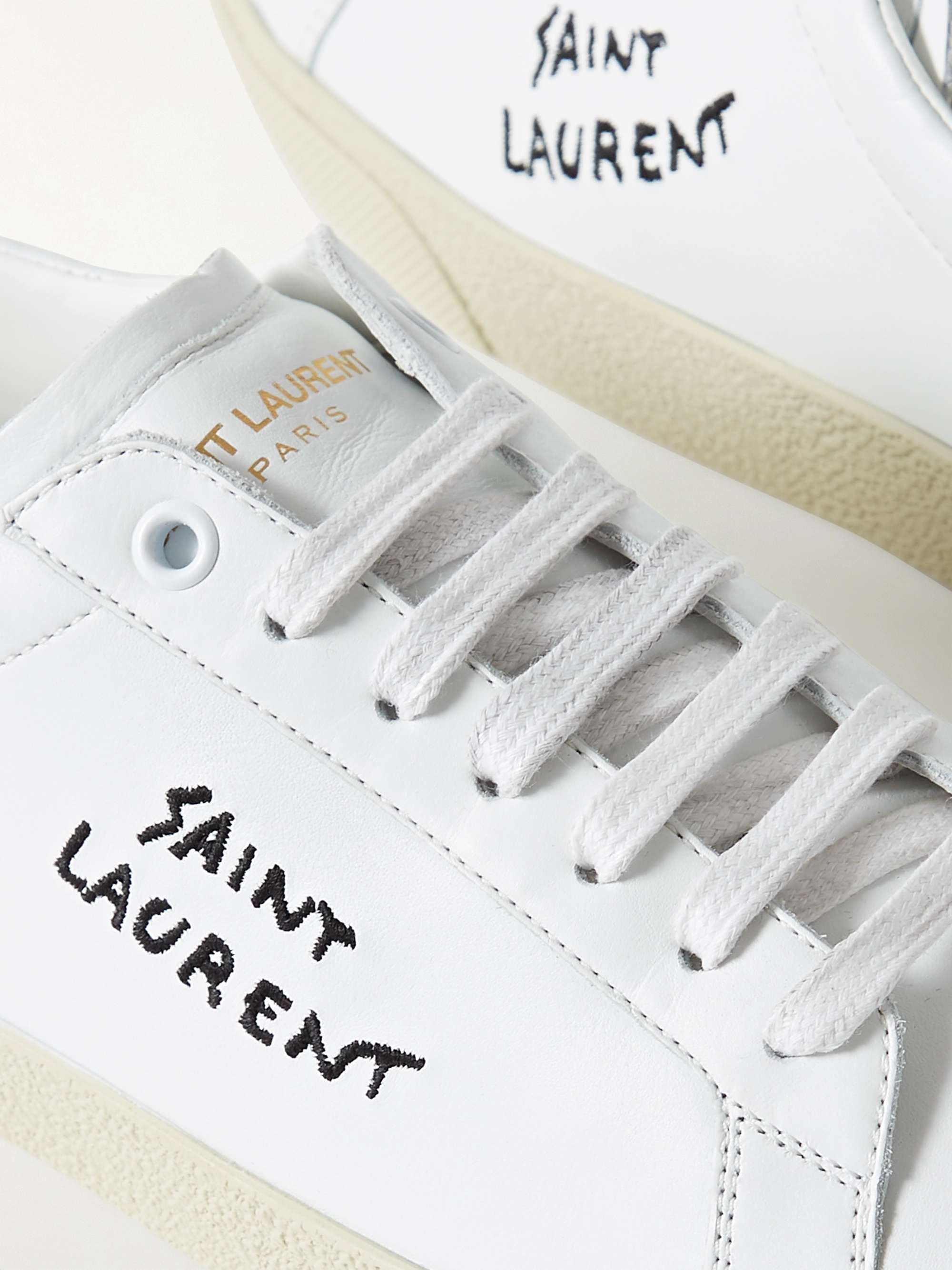 vi gået i stykker ankomst SAINT LAURENT Court Classic logo-embroidered leather sneakers | NET-A-PORTER