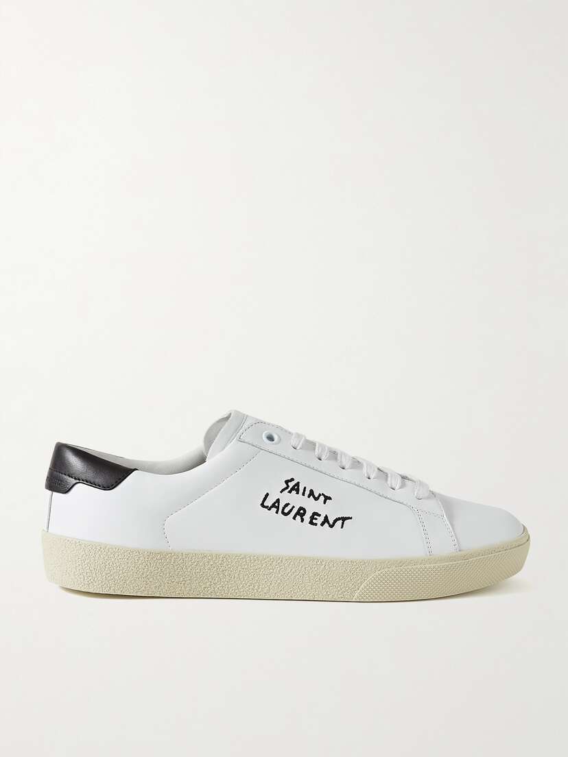 Saint Laurent Court Classic Sl/06 Logo-embroidered Leather Sneakers