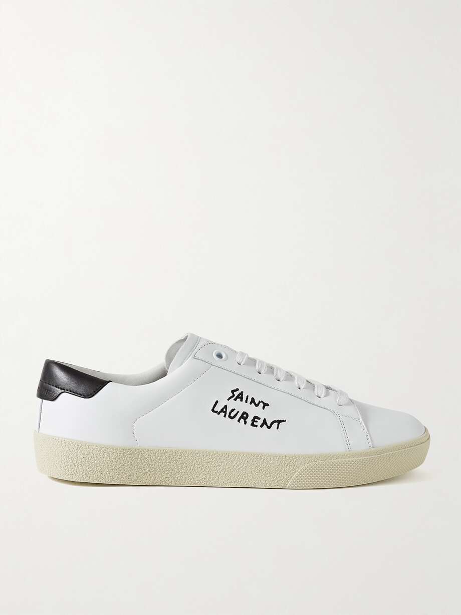 net-a-porter.com | Court Classic logo-embroidered leather sneakers