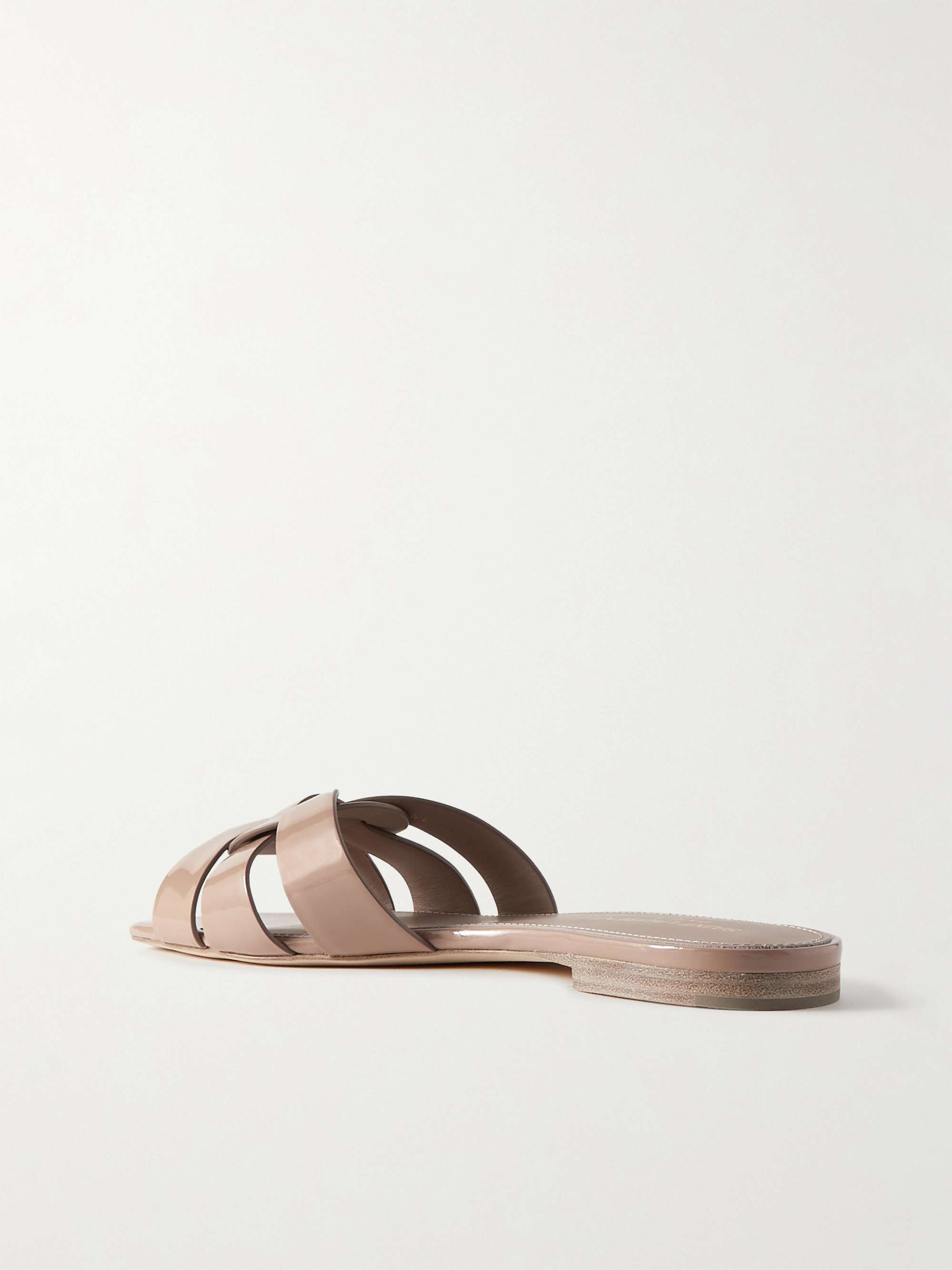 SAINT LAURENT Nu Pieds woven patent-leather slides