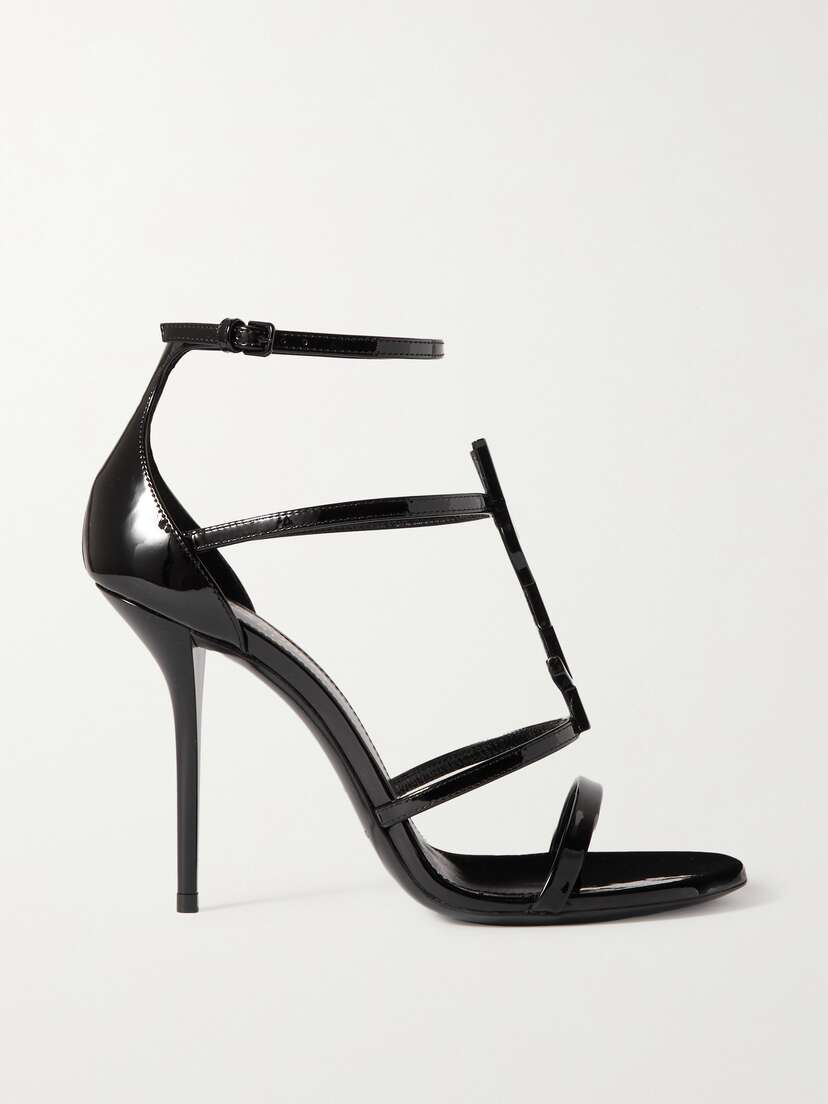 Saint Laurent Cassandra Logo-embellished Patent-leather Sandals