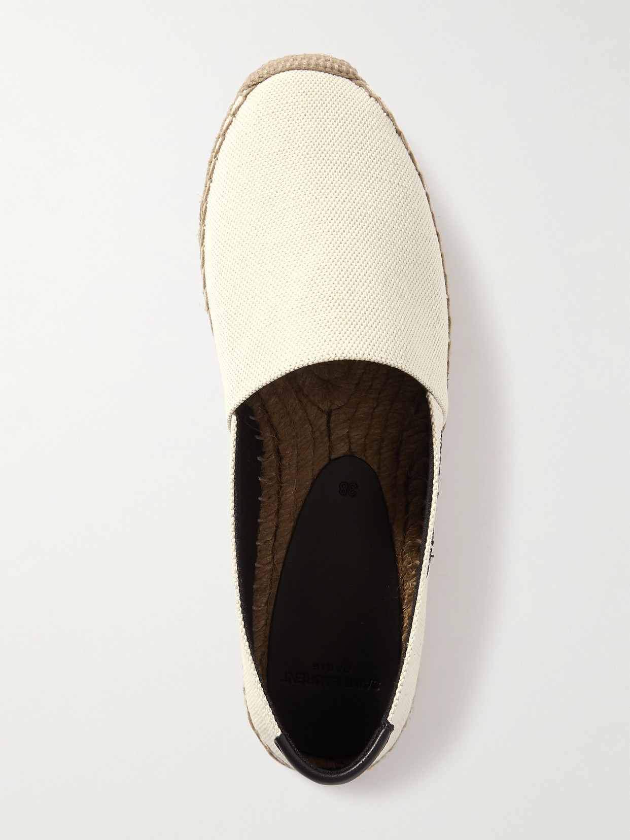 Shop Saint Laurent Logo-embroidered Canvas Espadrilles In Off-white