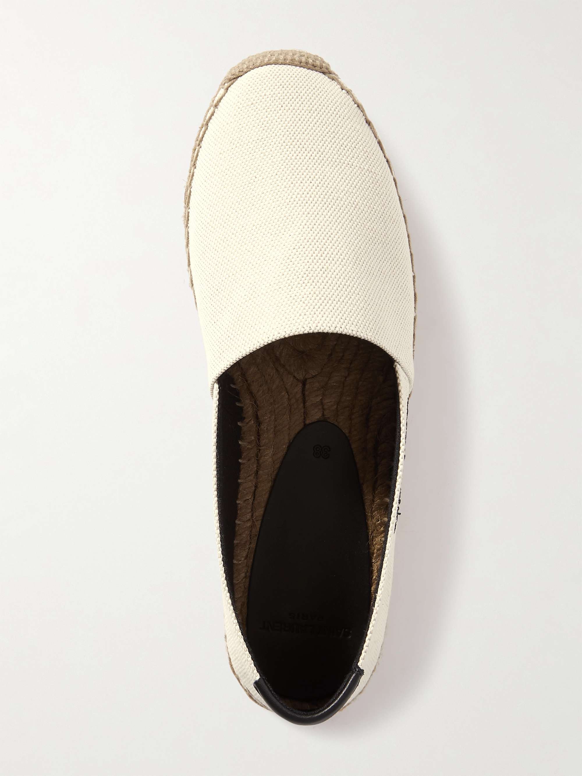 Saint Laurent Logo-Embroidered Leather-trimmed Canvas Espadrilles