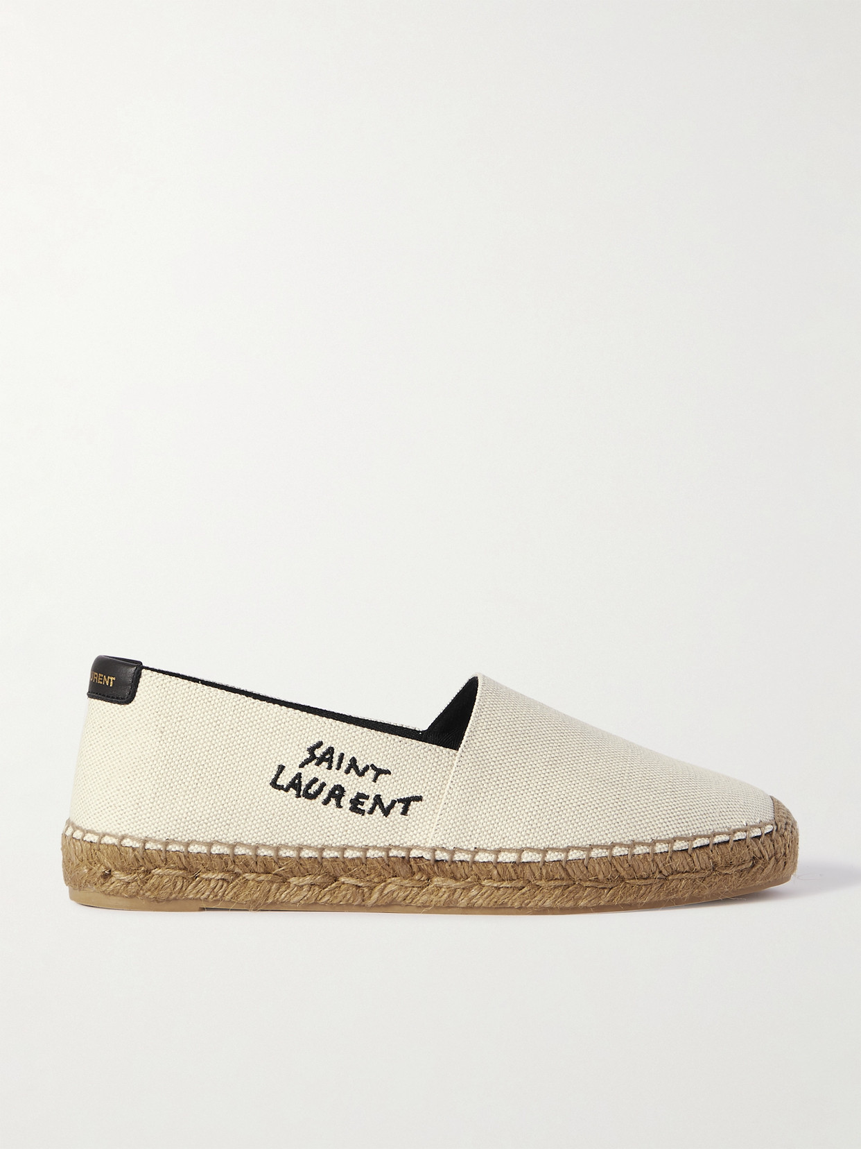 Shop Saint Laurent Logo-embroidered Canvas Espadrilles In Off-white