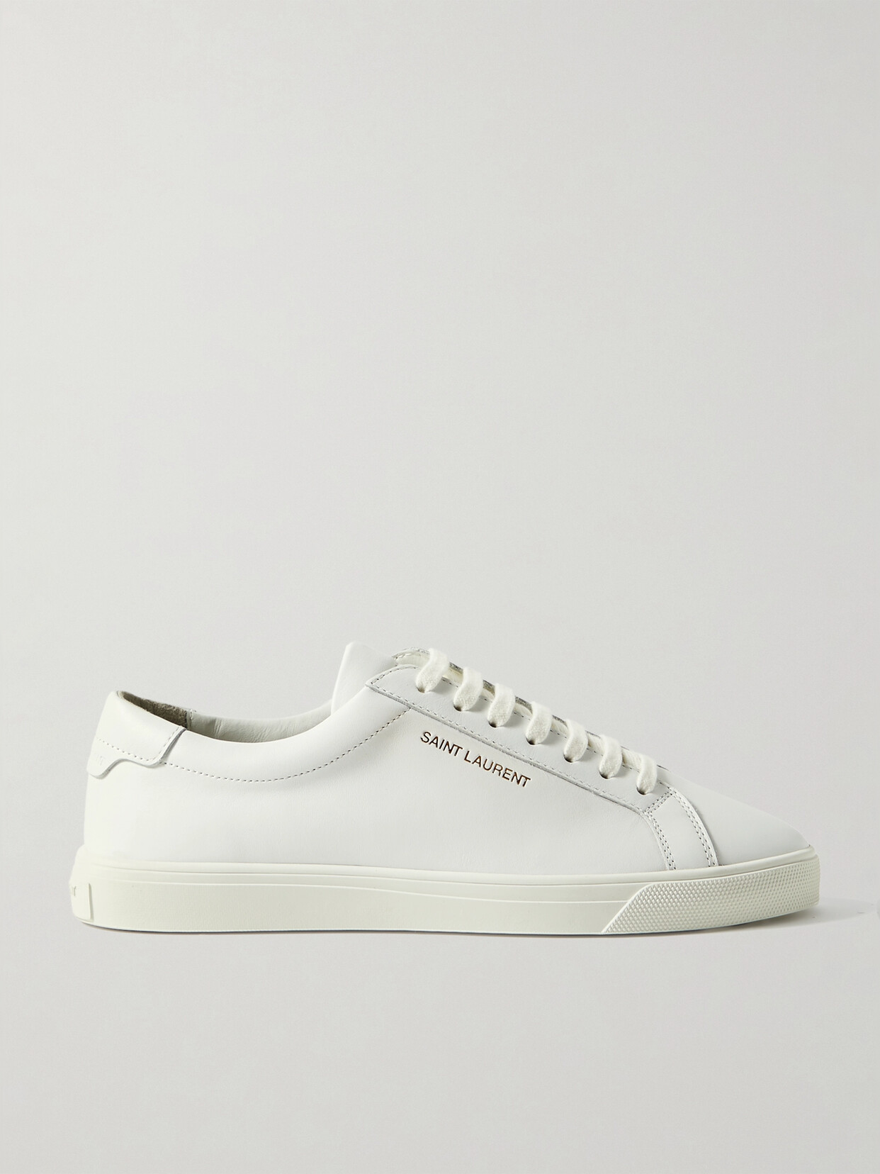 SAINT LAURENT ANDY LOGO-PRINT LEATHER SNEAKERS