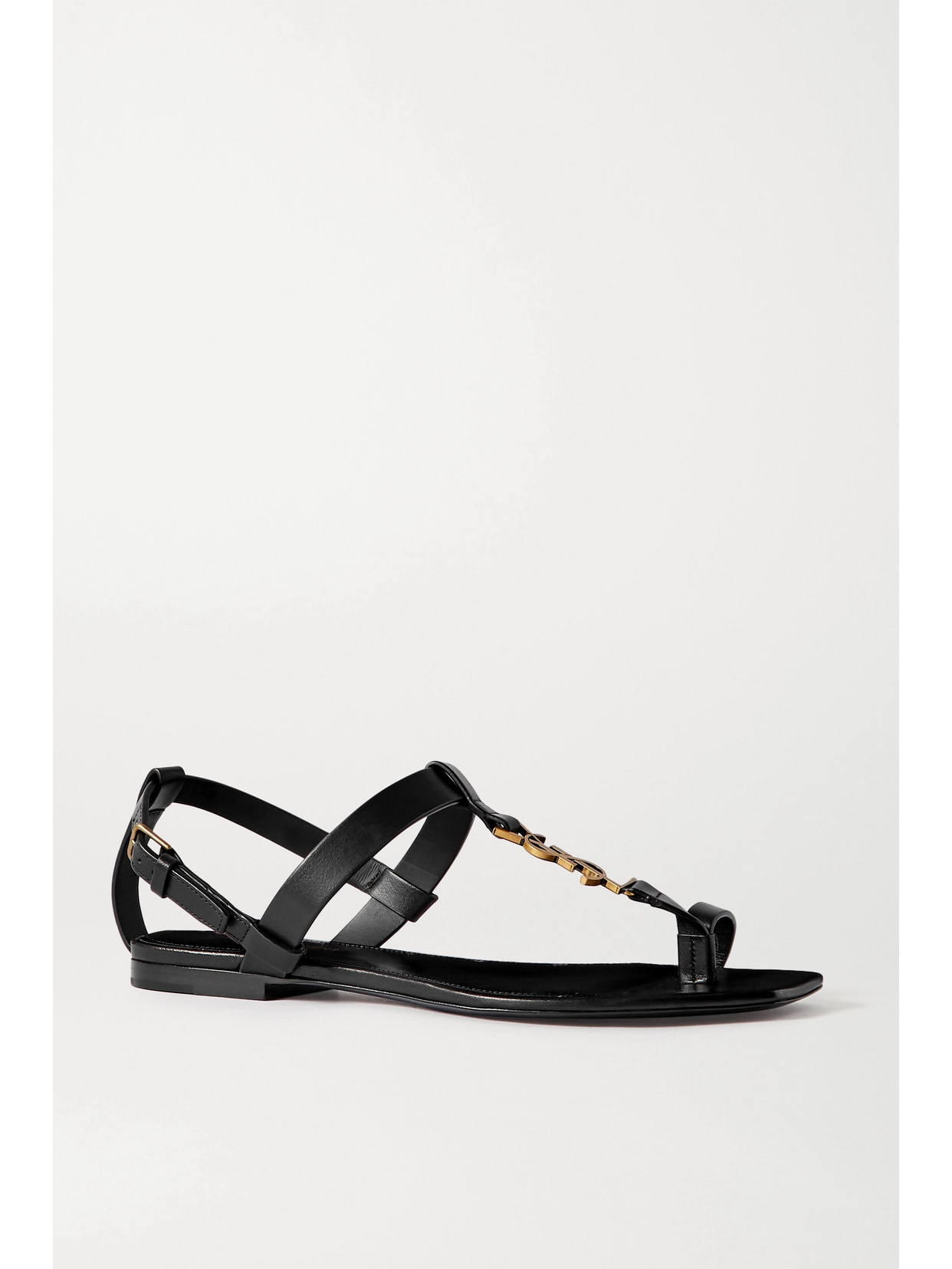 Saint Laurent Cassandra Logo-embellished Leather Sandals In Black