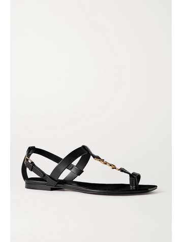 saint laurent luna ankle wrap embellished leather sandals