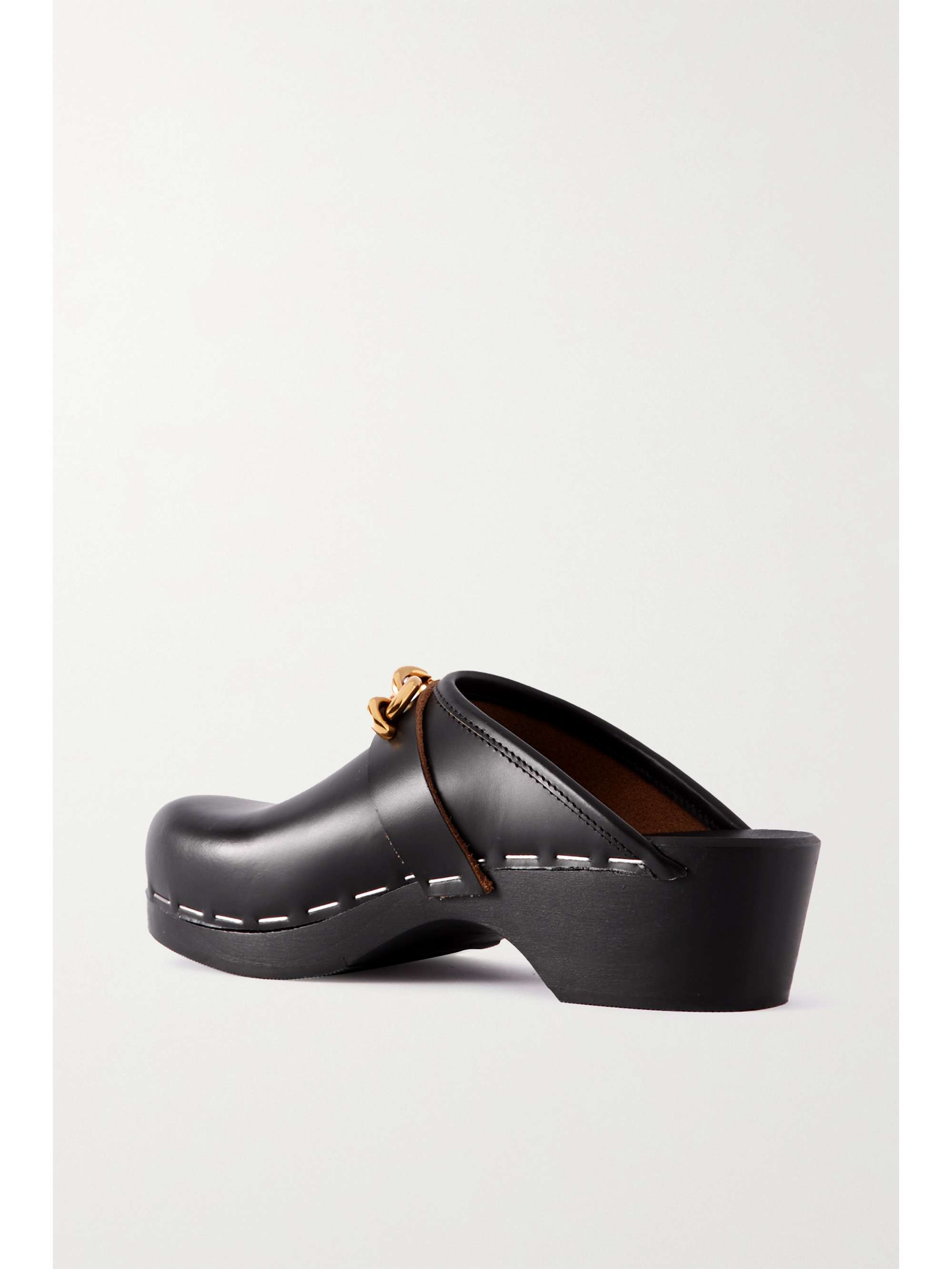 Black Le Maillon embellished leather clogs | SAINT LAURENT | NET-A-PORTER