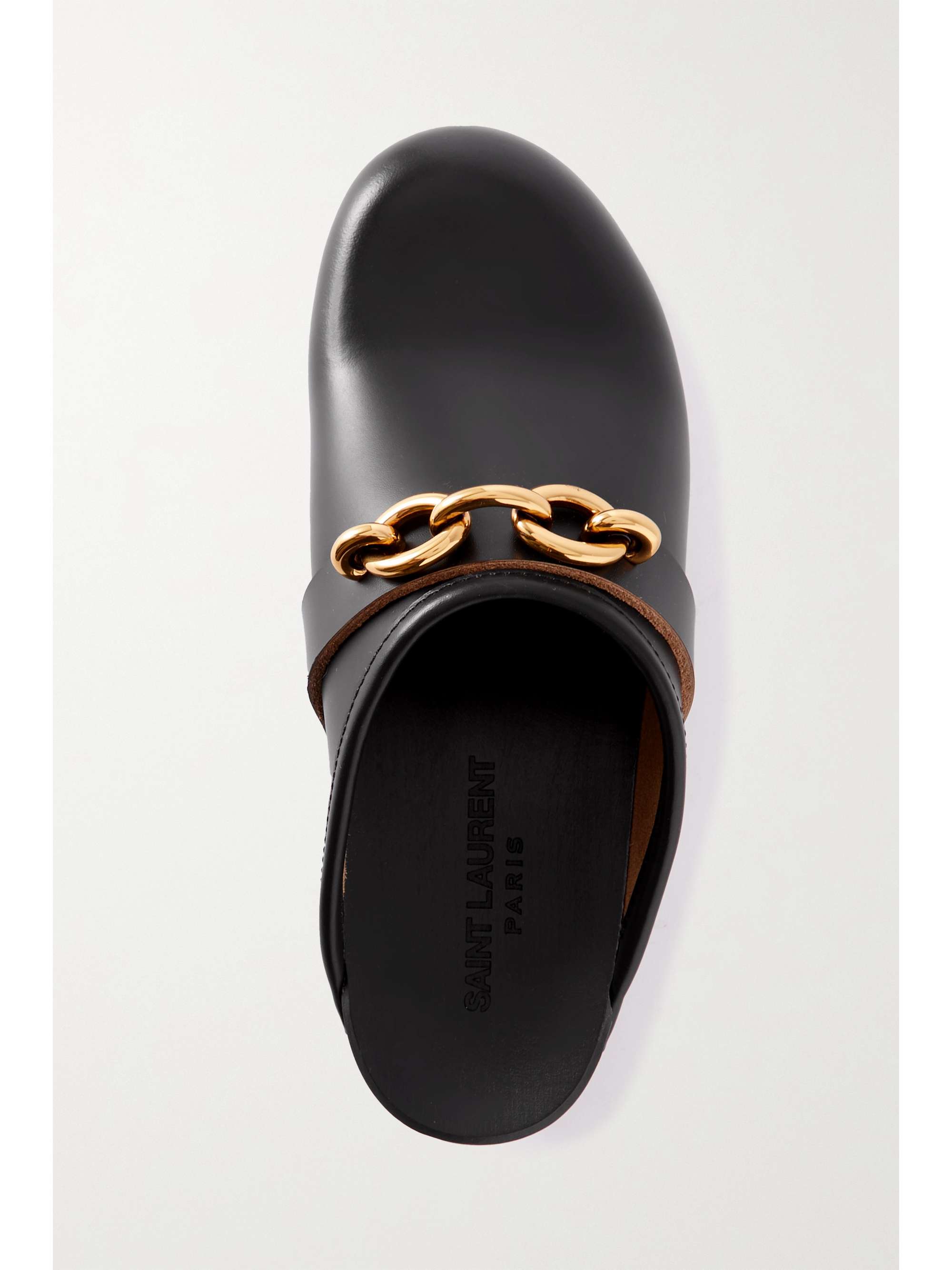 SAINT LAURENT Le Maillon embellished leather clogs