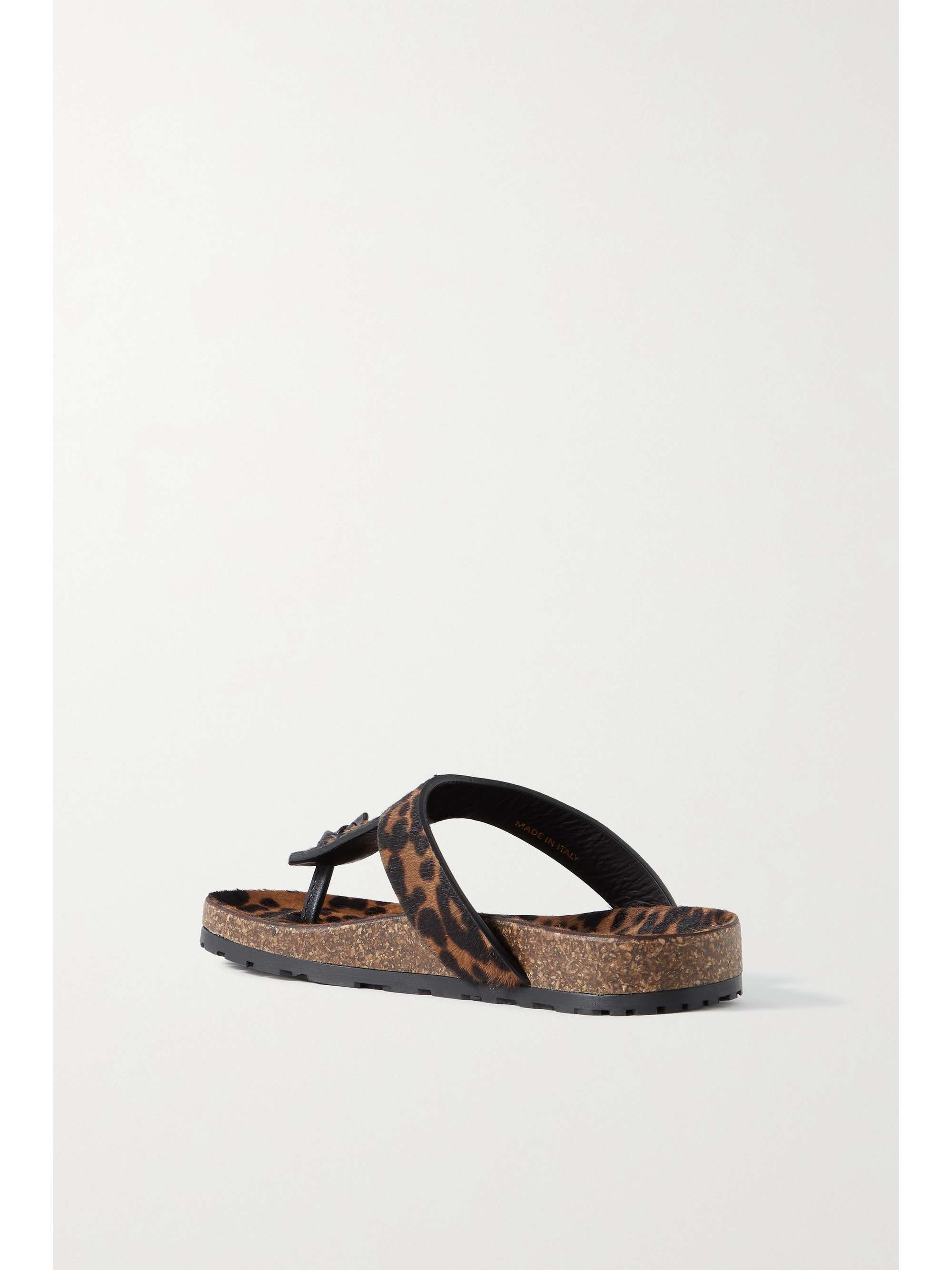 SAINT LAURENT Jimmy leopard-print calf hair sandals | NET-A-PORTER