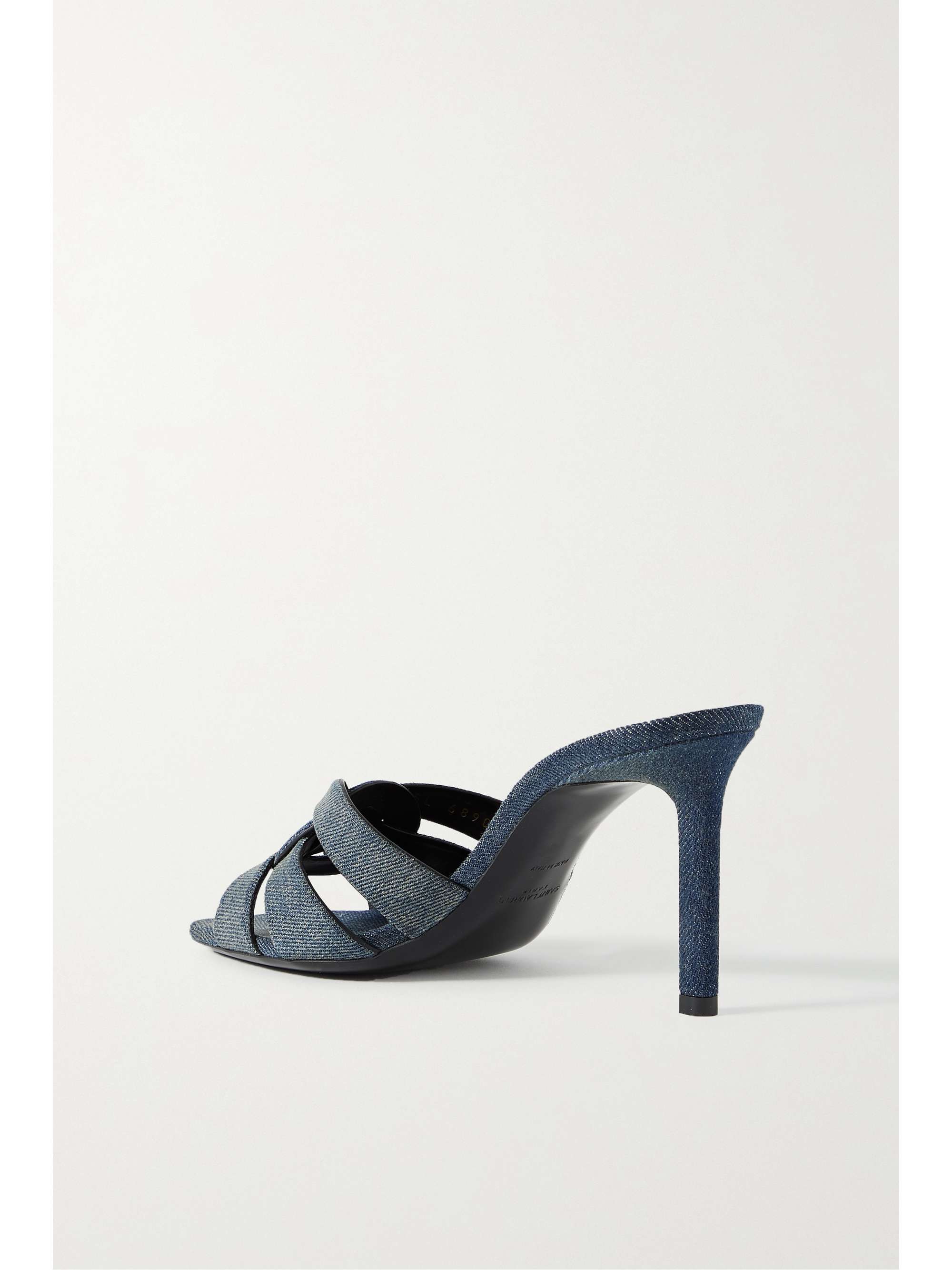 SAINT LAURENT Tribute woven denim mules