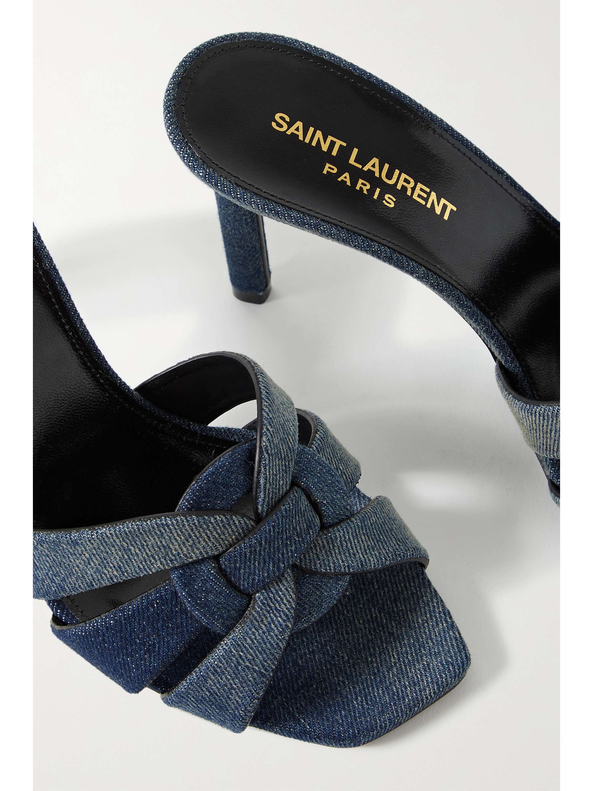 SAINT LAURENT Tribute woven denim mules